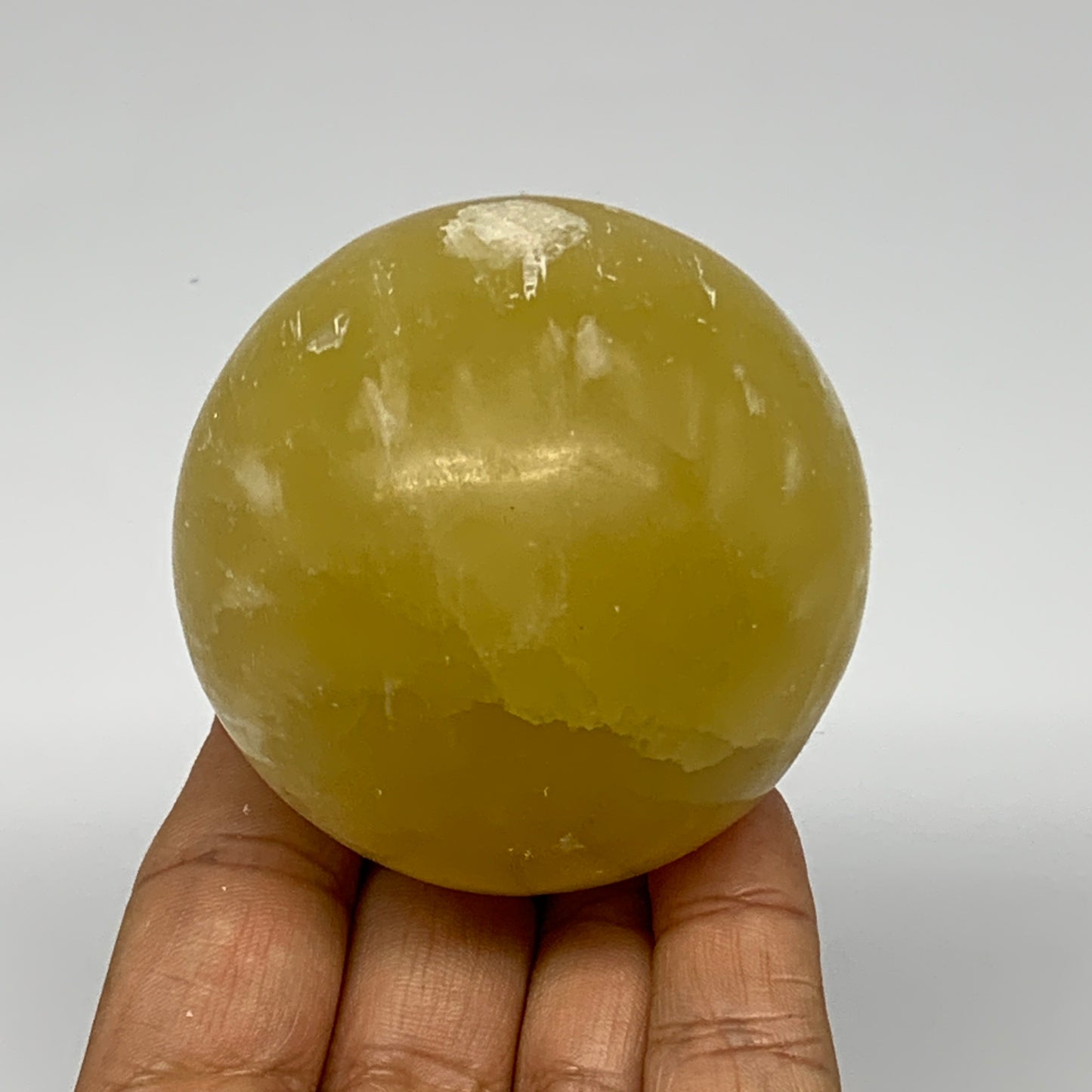 377.9g,2.5"(63mm) Lemon Calcite Sphere Gemstone,Healing Crystal,B26005