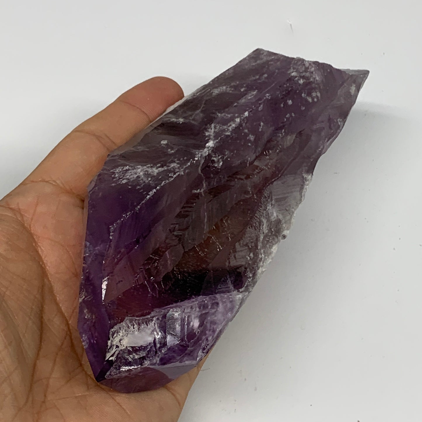 339.6g,6"x2.3"x1.3",Amethyst Point Polished Rough lower part from Brazil,B19129