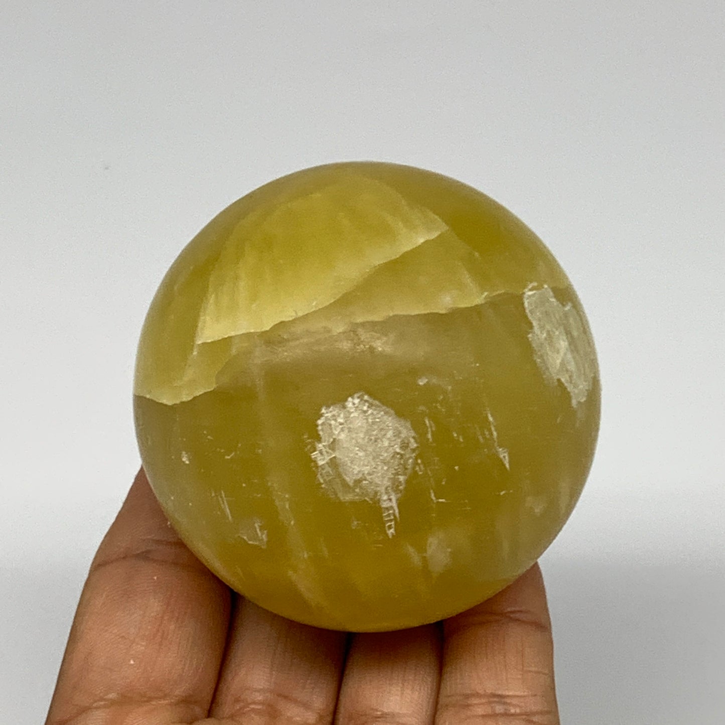 377.9g,2.5"(63mm) Lemon Calcite Sphere Gemstone,Healing Crystal,B26005