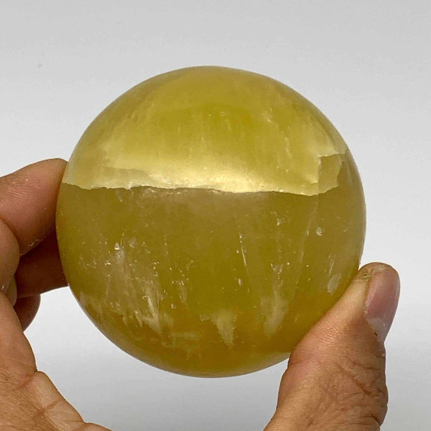 377.9g,2.5"(63mm) Lemon Calcite Sphere Gemstone,Healing Crystal,B26005