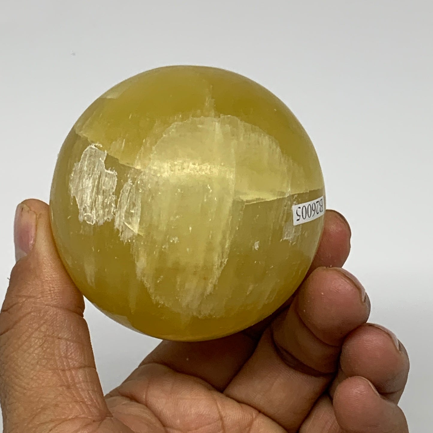 377.9g,2.5"(63mm) Lemon Calcite Sphere Gemstone,Healing Crystal,B26005