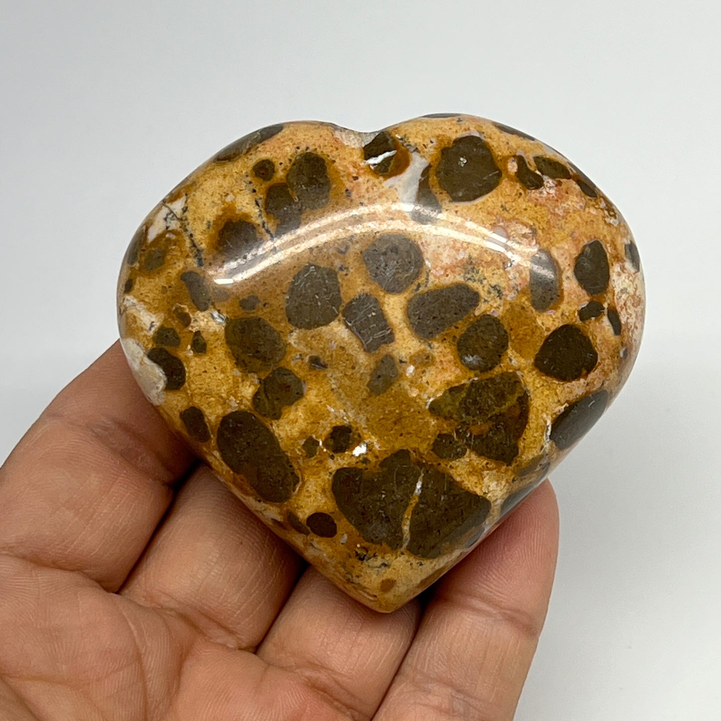 166.7g,2.4"x2.6"x1.1" Fruit Jasper Heart Polished Healing Home Decor, B21946