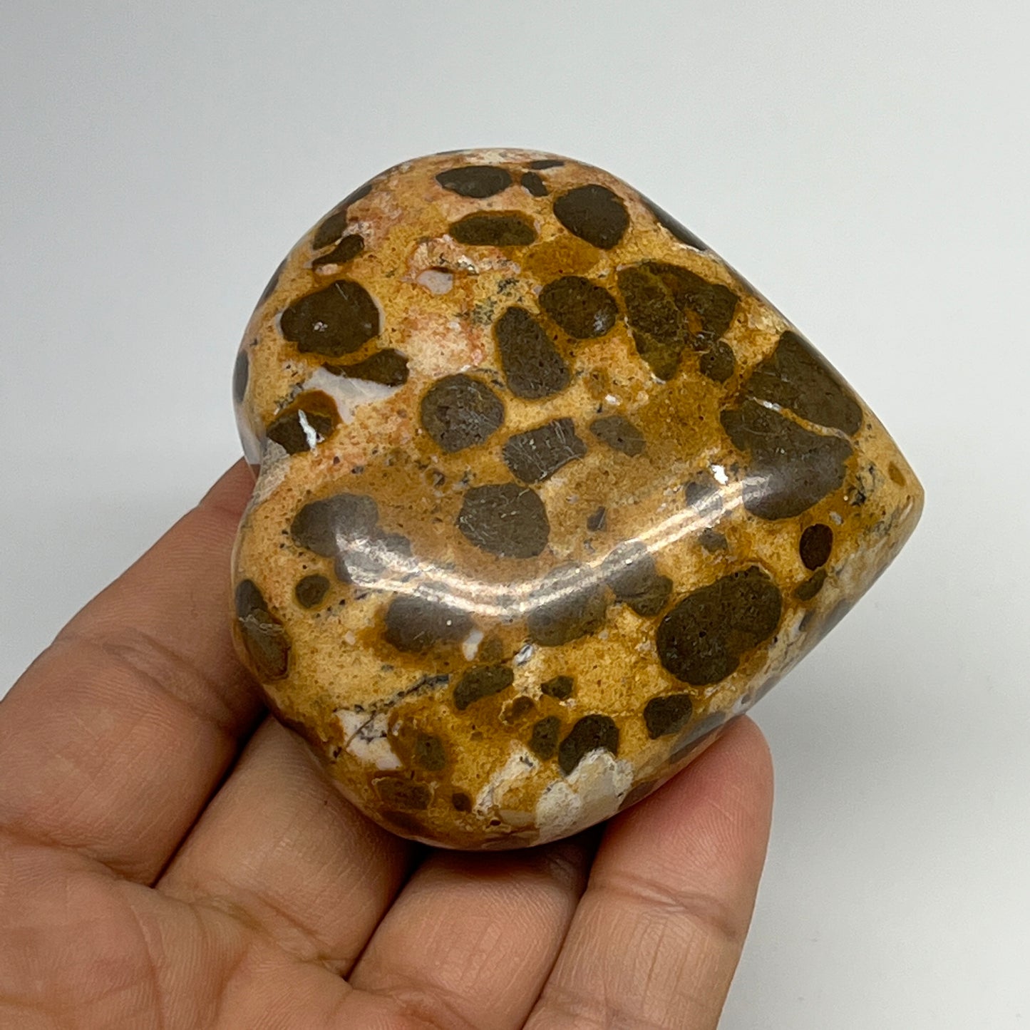 166.7g,2.4"x2.6"x1.1" Fruit Jasper Heart Polished Healing Home Decor, B21946