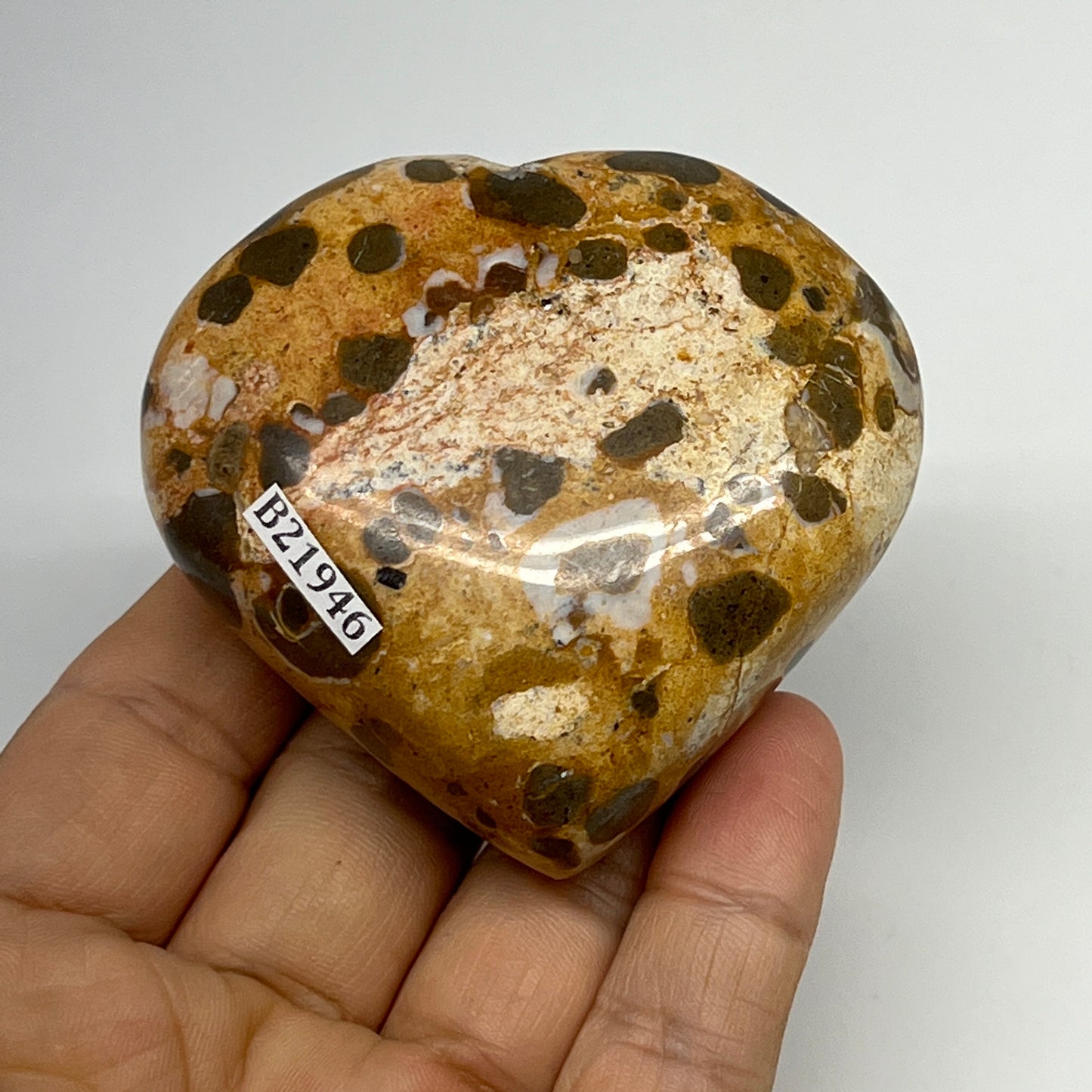 166.7g,2.4"x2.6"x1.1" Fruit Jasper Heart Polished Healing Home Decor, B21946