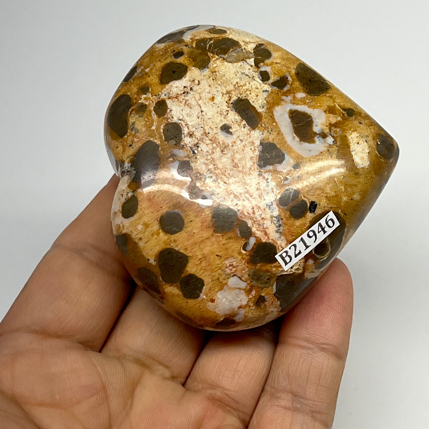 166.7g,2.4"x2.6"x1.1" Fruit Jasper Heart Polished Healing Home Decor, B21946