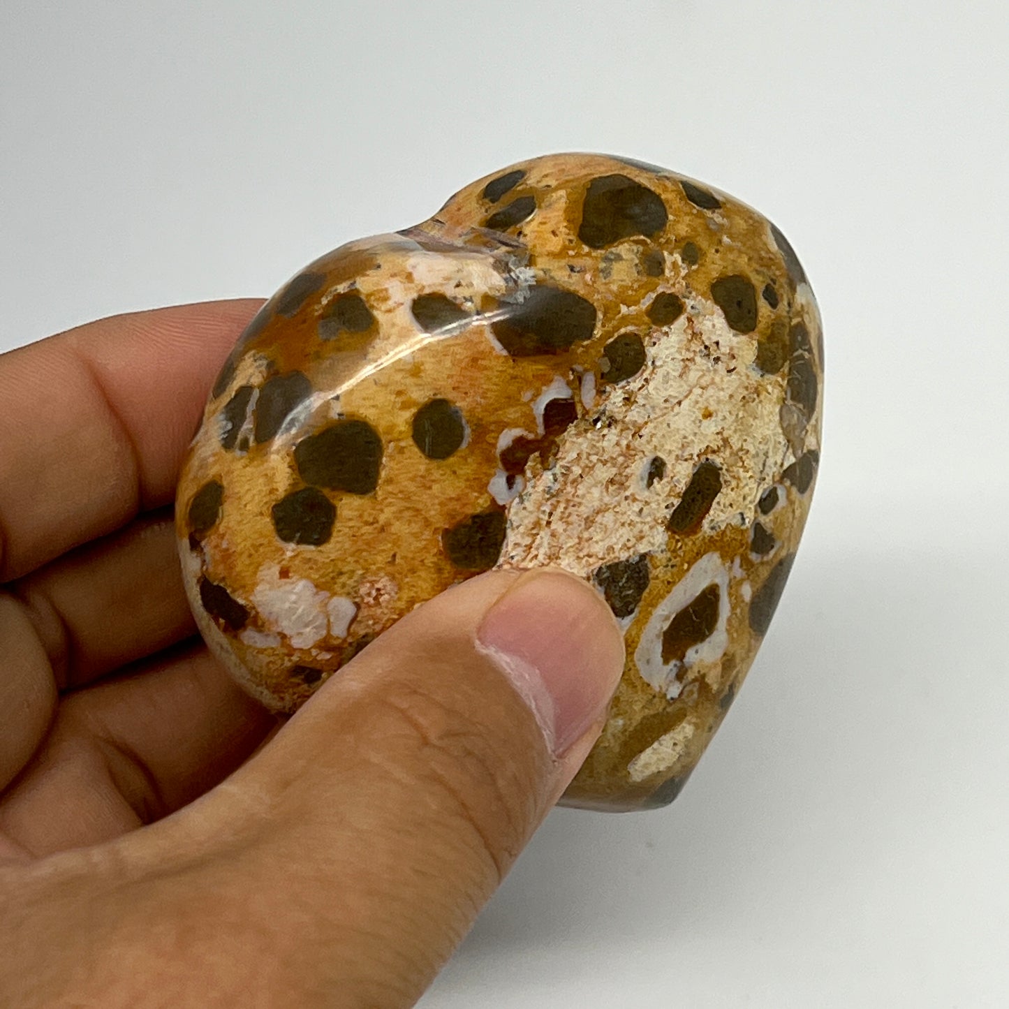 166.7g,2.4"x2.6"x1.1" Fruit Jasper Heart Polished Healing Home Decor, B21946