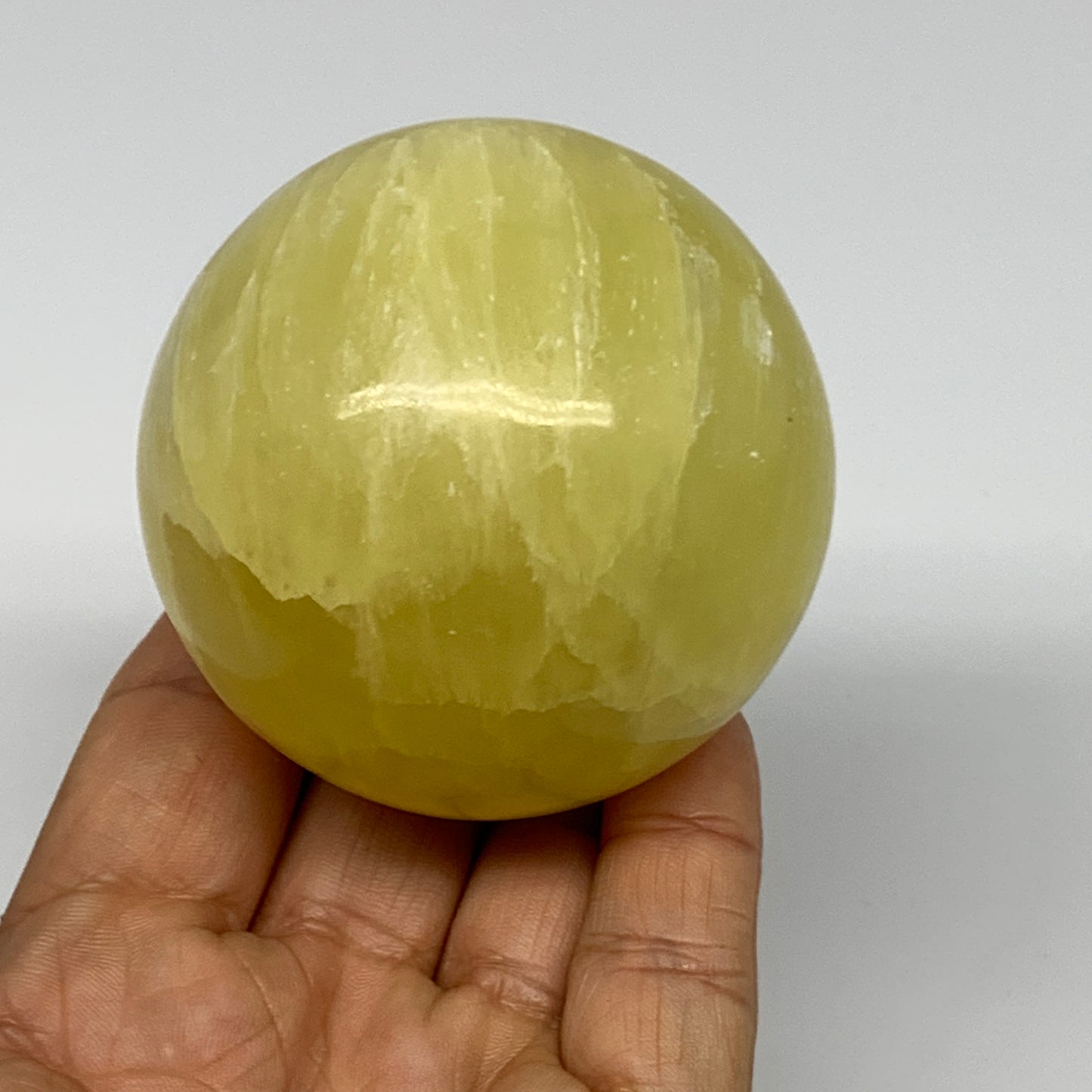 373.7g,2.4"(62mm) Lemon Calcite Sphere Gemstone,Healing Crystal,B26006