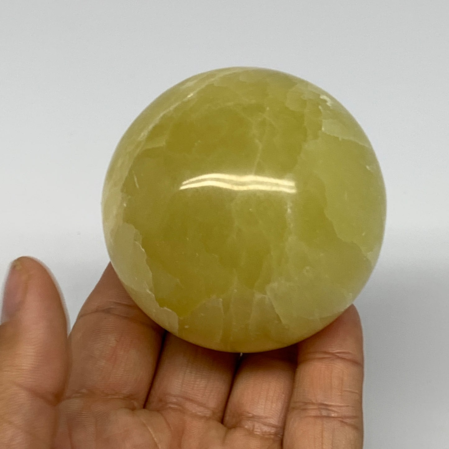 373.7g,2.4"(62mm) Lemon Calcite Sphere Gemstone,Healing Crystal,B26006