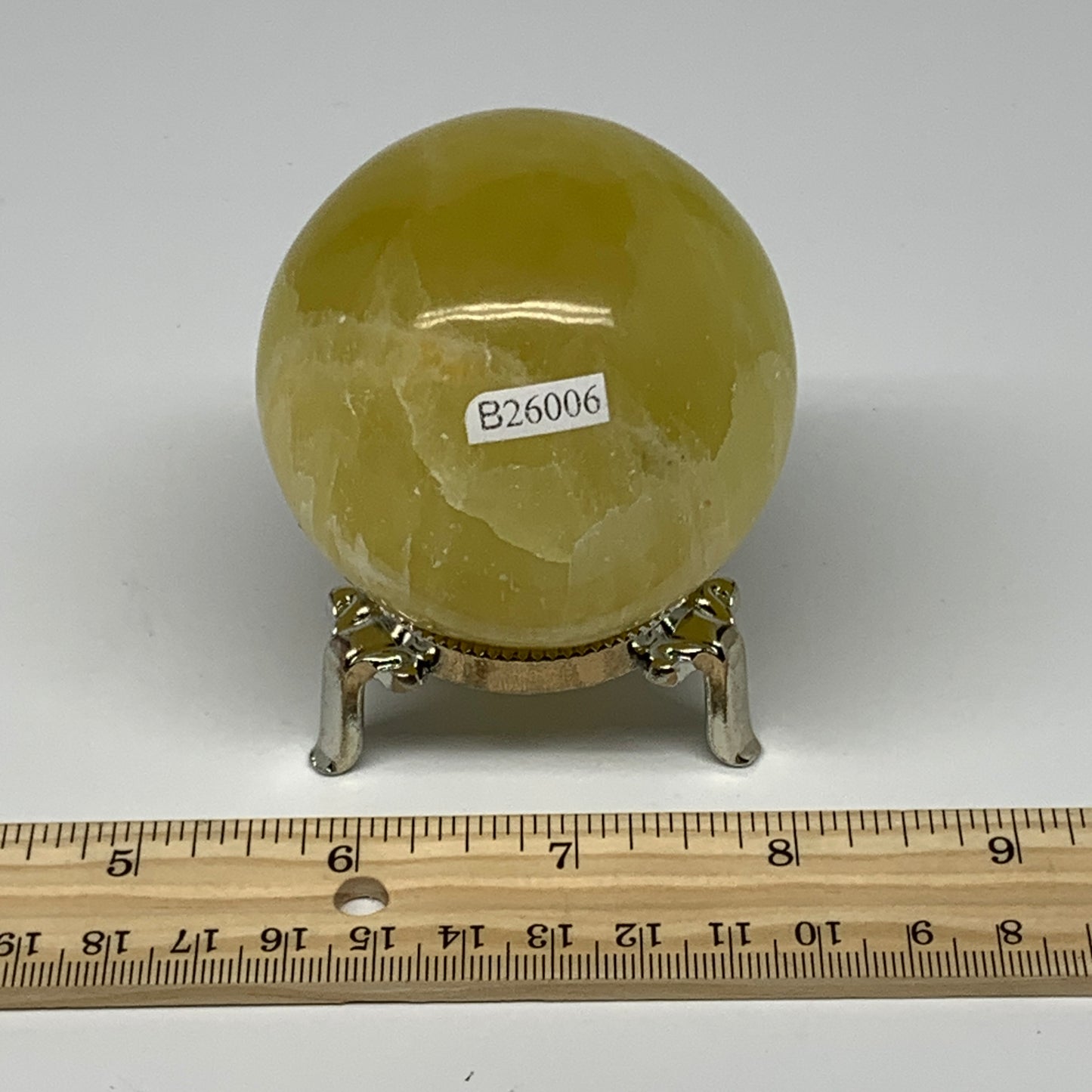 373.7g,2.4"(62mm) Lemon Calcite Sphere Gemstone,Healing Crystal,B26006