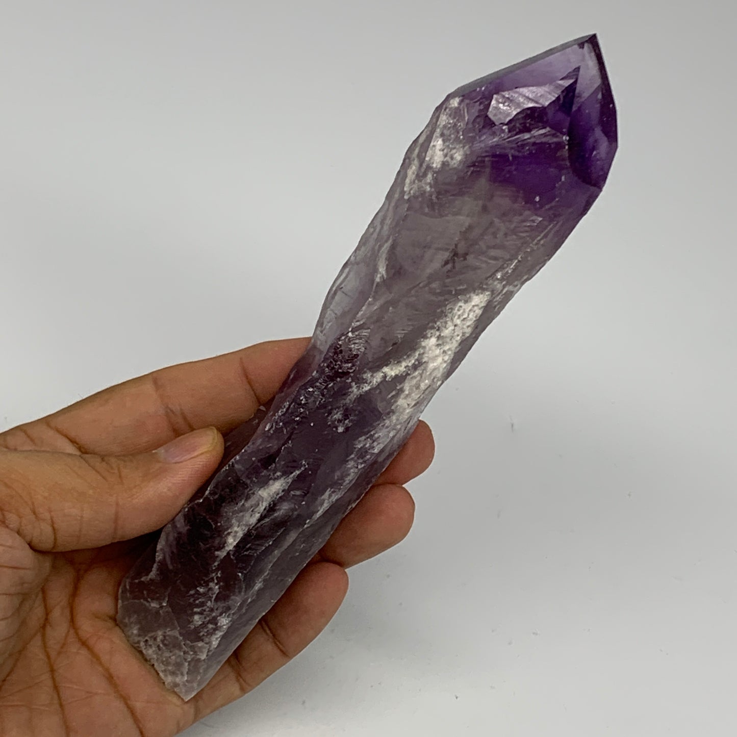 237.1g,6.7"x1.4"x1.5",Amethyst Point Polished Rough lower part from Brazil,B1913