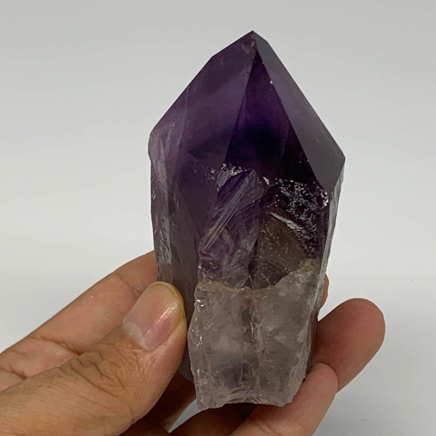 228.8g,3.2"x1.9"x1.6", Amethyst Point Polished Rough lower part Stands, B19139