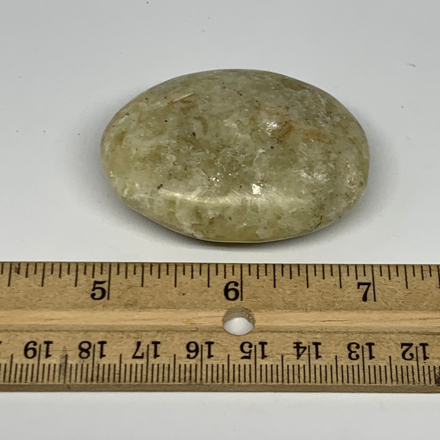 62.7g, 2.1"x1.6"x0.8", Natural Yellow Calcite Palm-Stone Crystal Polished Reiki,