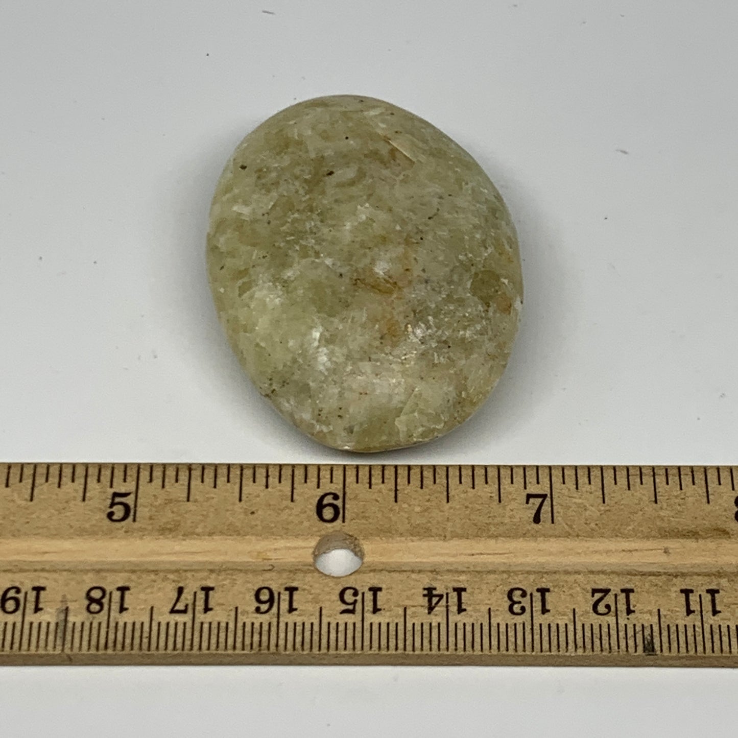 62.7g, 2.1"x1.6"x0.8", Natural Yellow Calcite Palm-Stone Crystal Polished Reiki,