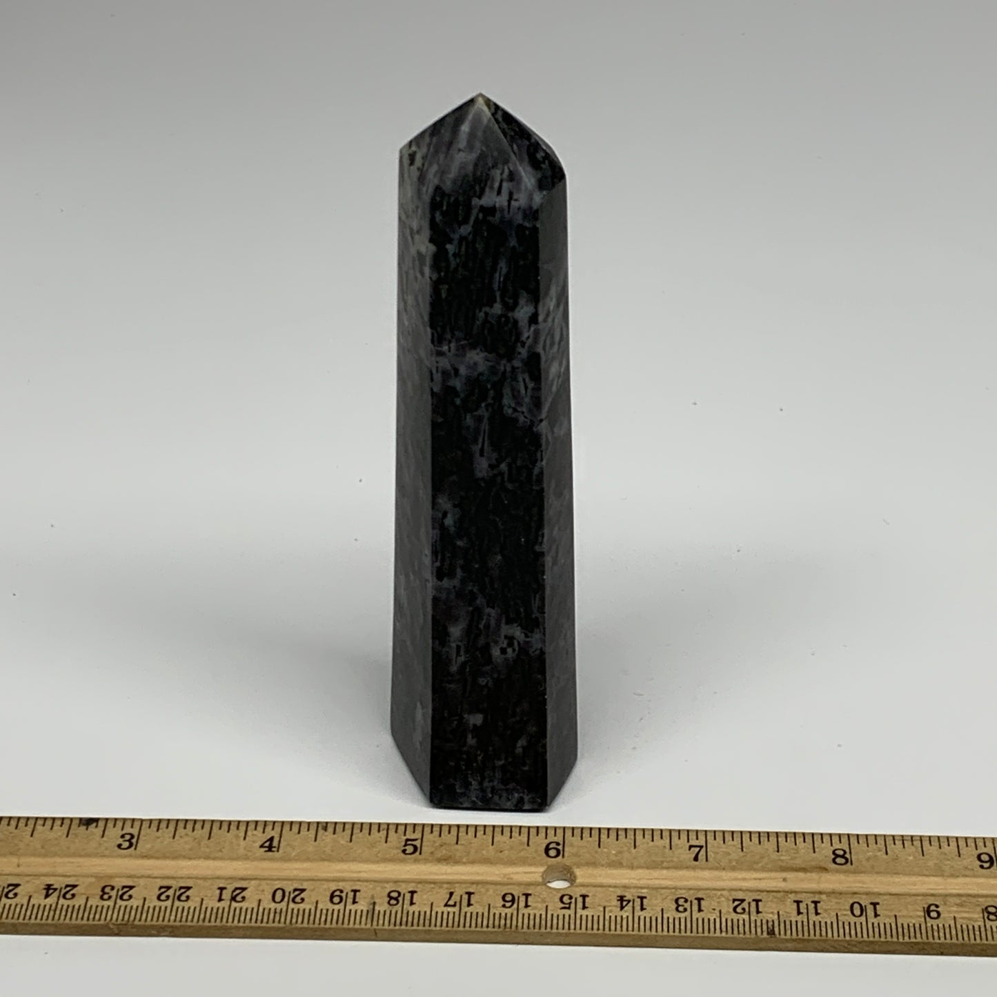 254.2g, 5.5" x 1.4" x 1.4" Indigo Gabro Merlinite Point Tower @Madagascar,B18350