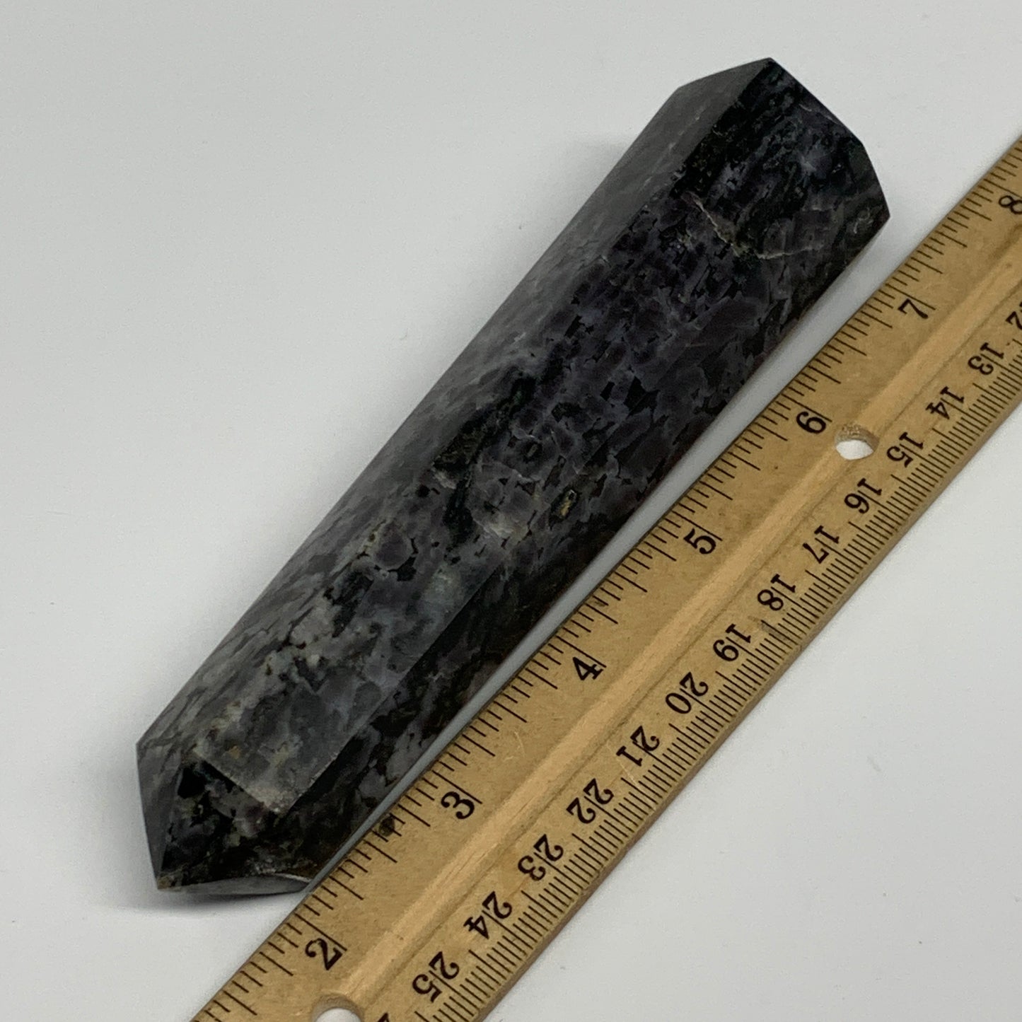 254.2g, 5.5" x 1.4" x 1.4" Indigo Gabro Merlinite Point Tower @Madagascar,B18350