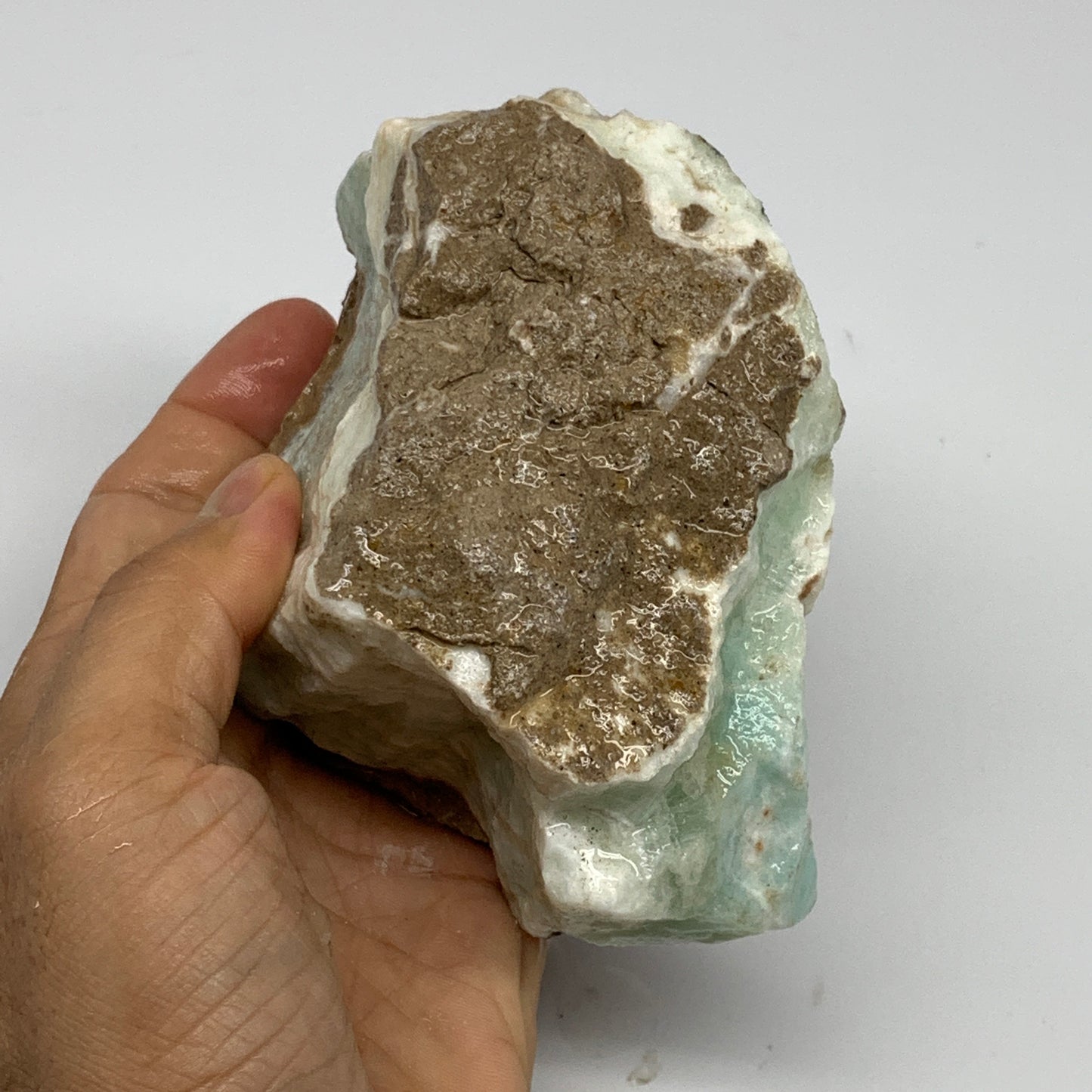 978g, 4.8"x3.4"x3.1", Rough Pistachio Calcite Chunk Mineral @Afghanistan, B24595