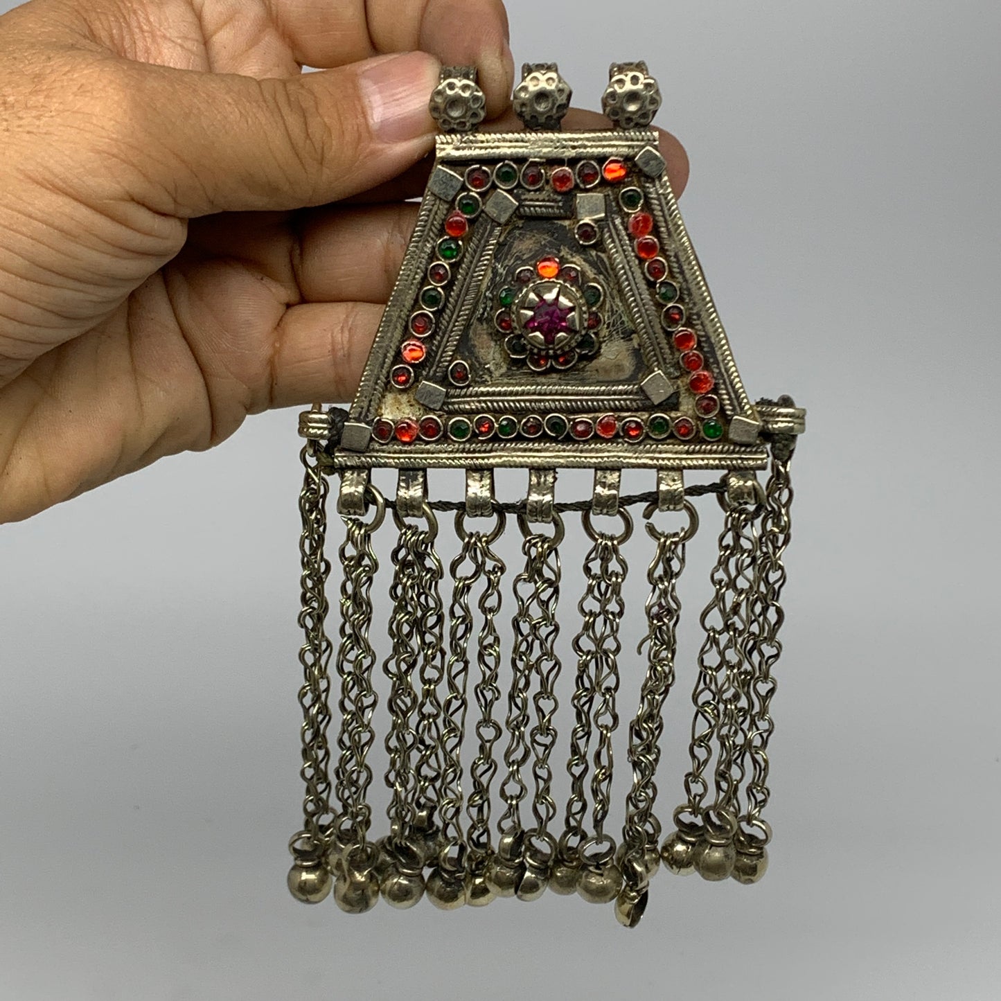 81g, 6"x3.2", Kuchi Pendant Large Ethnic Tribal Gypsy, ATS, @Afghanistan,B14352