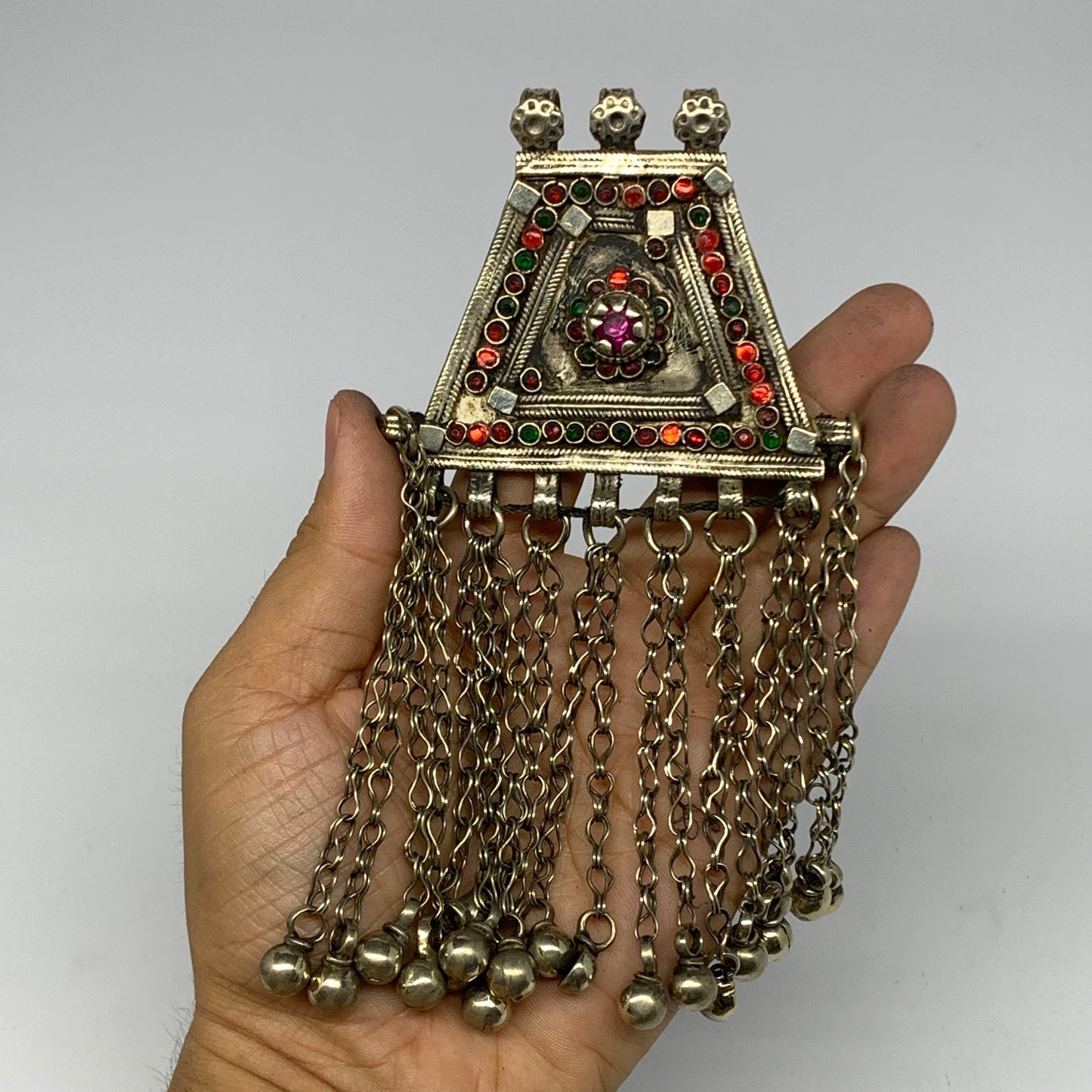 81g, 6"x3.2", Kuchi Pendant Large Ethnic Tribal Gypsy, ATS, @Afghanistan,B14352