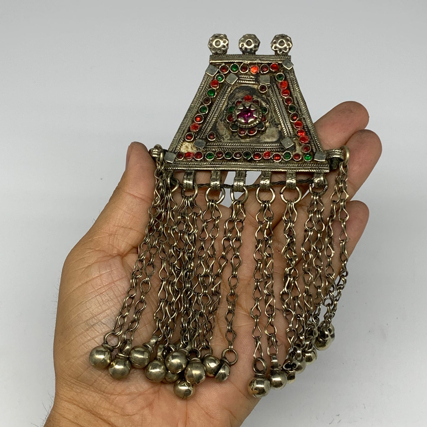 81g, 6"x3.2", Kuchi Pendant Large Ethnic Tribal Gypsy, ATS, @Afghanistan,B14352