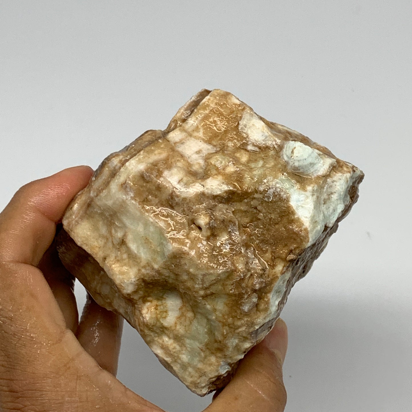 823g, 3.7"x3.3"x2.8", Rough Pistachio Calcite Chunk Mineral @Afghanistan, B24599