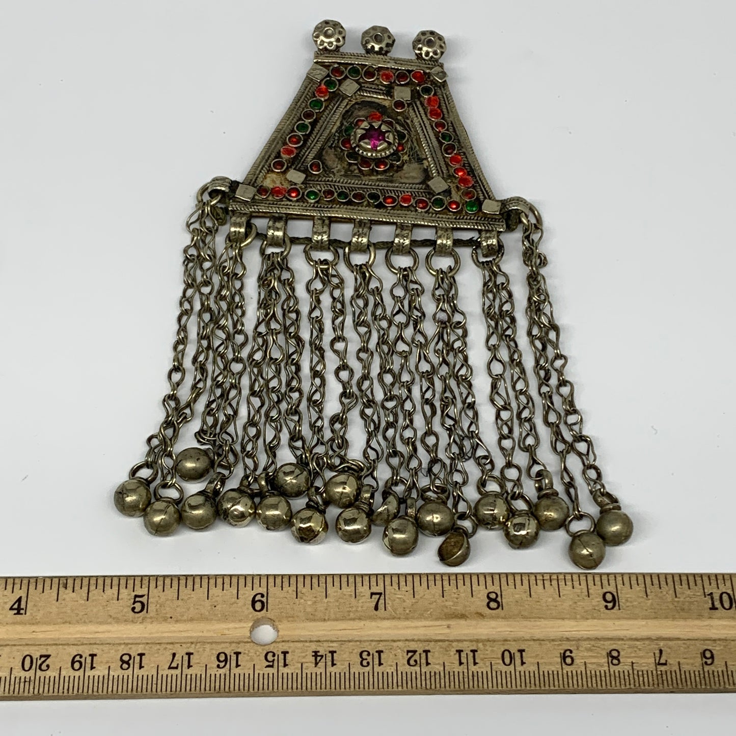 81g, 6"x3.2", Kuchi Pendant Large Ethnic Tribal Gypsy, ATS, @Afghanistan,B14352