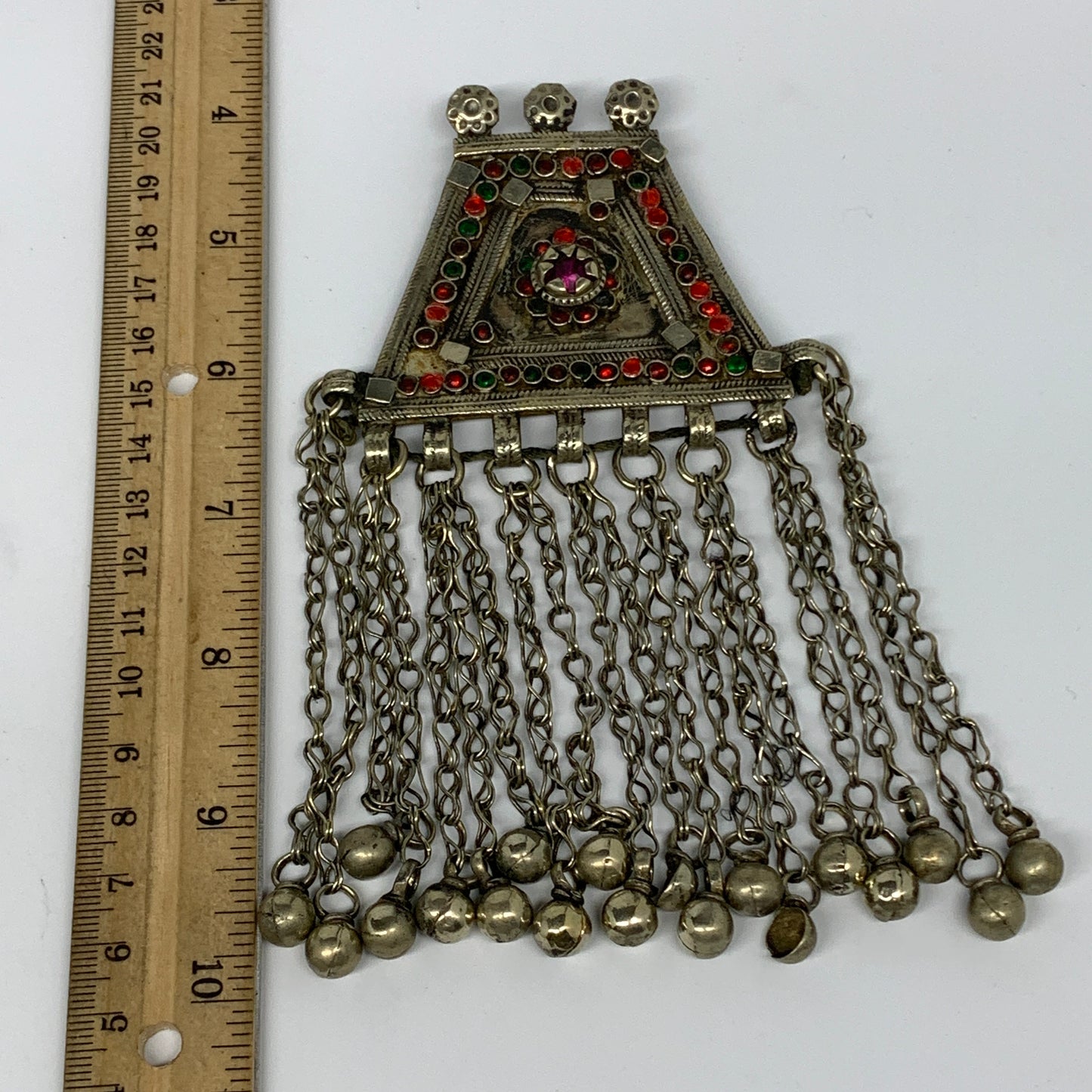 81g, 6"x3.2", Kuchi Pendant Large Ethnic Tribal Gypsy, ATS, @Afghanistan,B14352