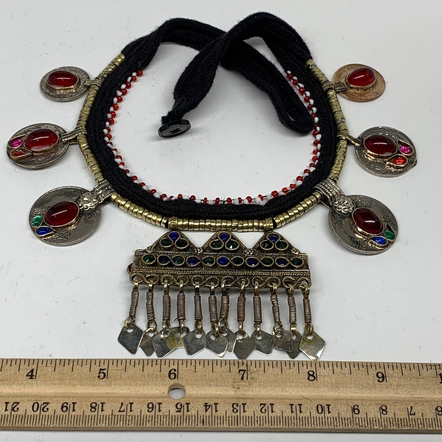 Turkmen Choker Necklace Ethnic Afghan Kuchi Tribal Red Carnelian, Coins Choker C