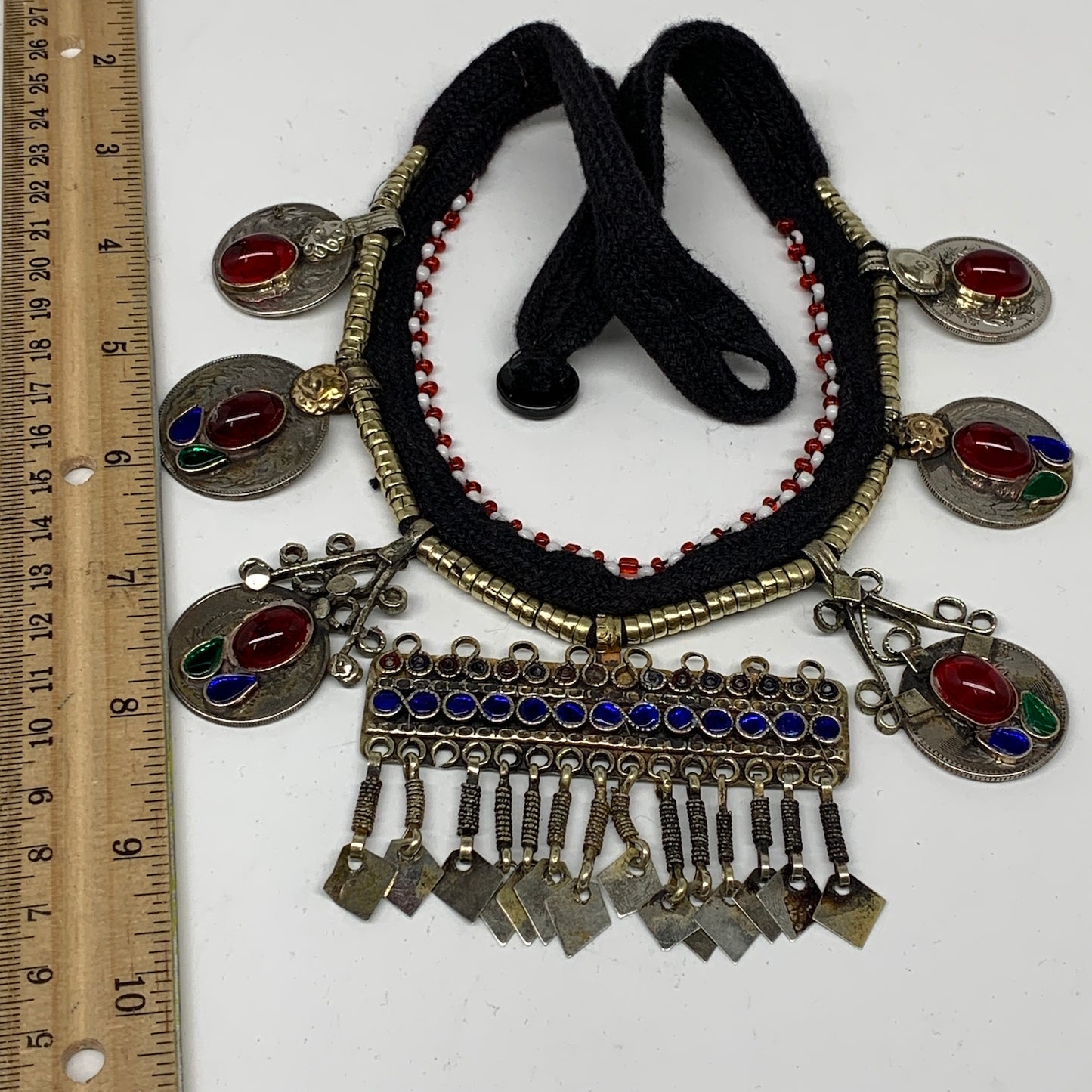 Kuchi Choker Necklace Afghan Ethnic Turkmen Tribal Red Carnelian, Coins Choker C