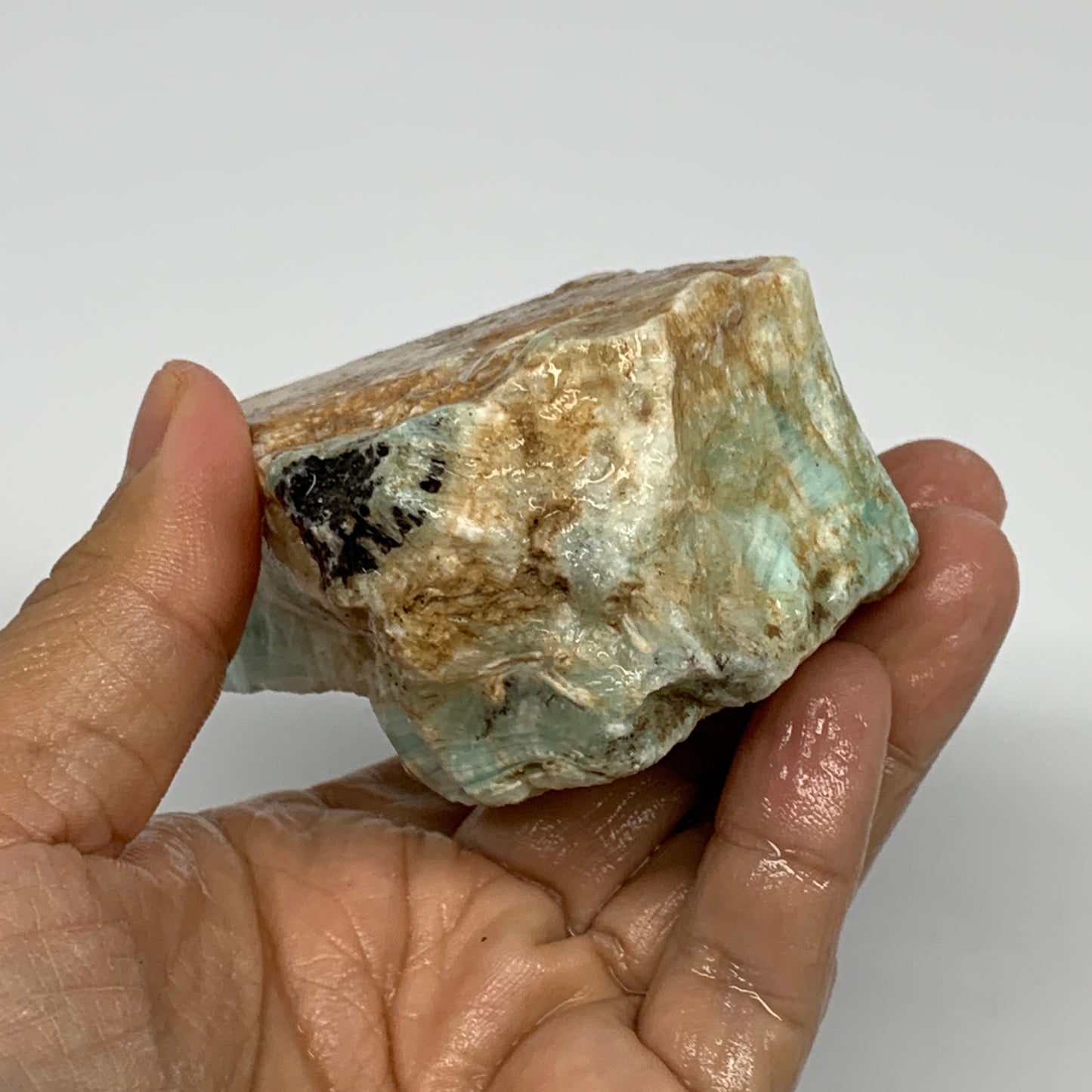 308g, 3"x2.5"x1.8", Rough Pistachio Calcite Chunk Mineral @Afghanistan, B24606