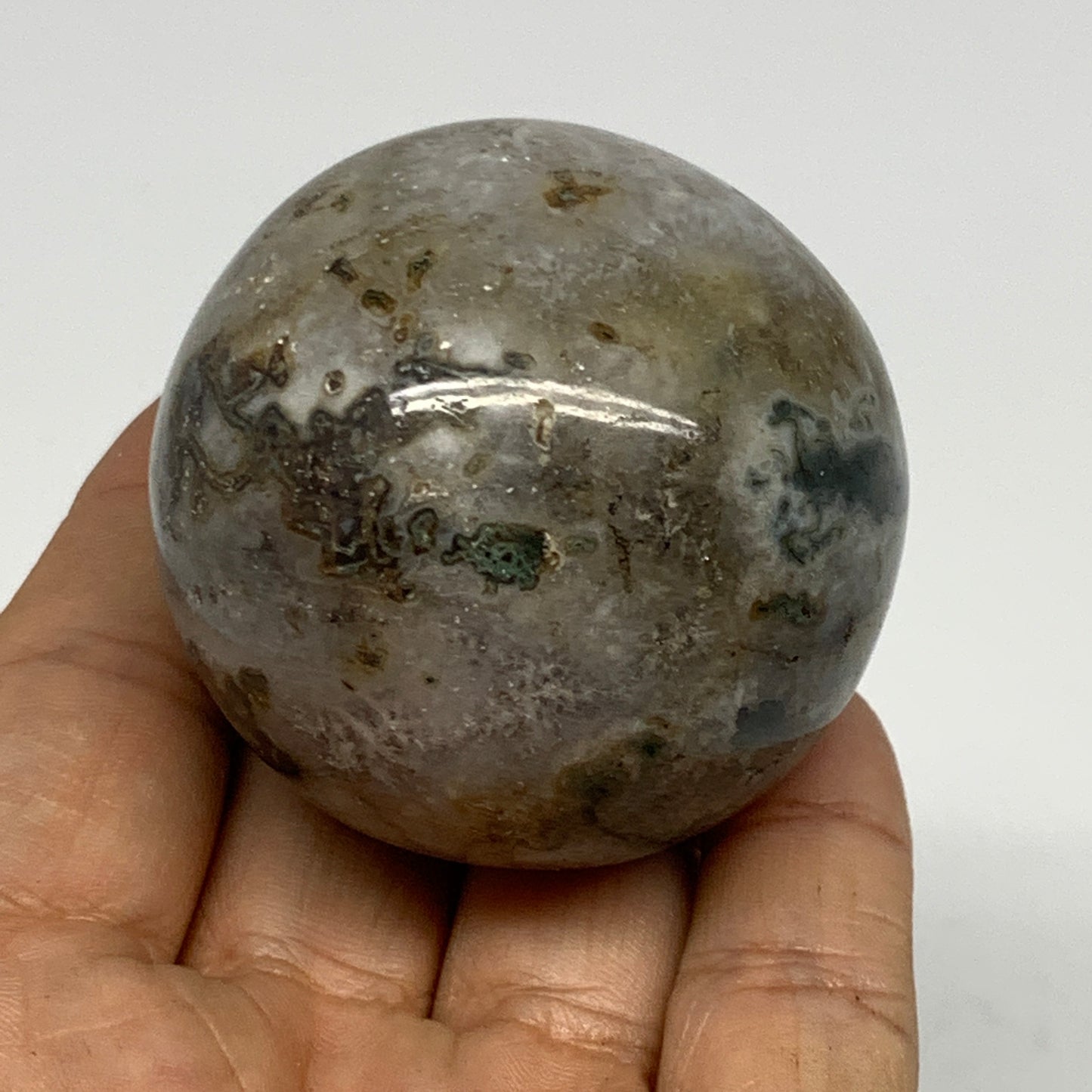 170.6g,2"(50mm), Natural Moss Agate Sphere Ball Gemstone @India,B22431