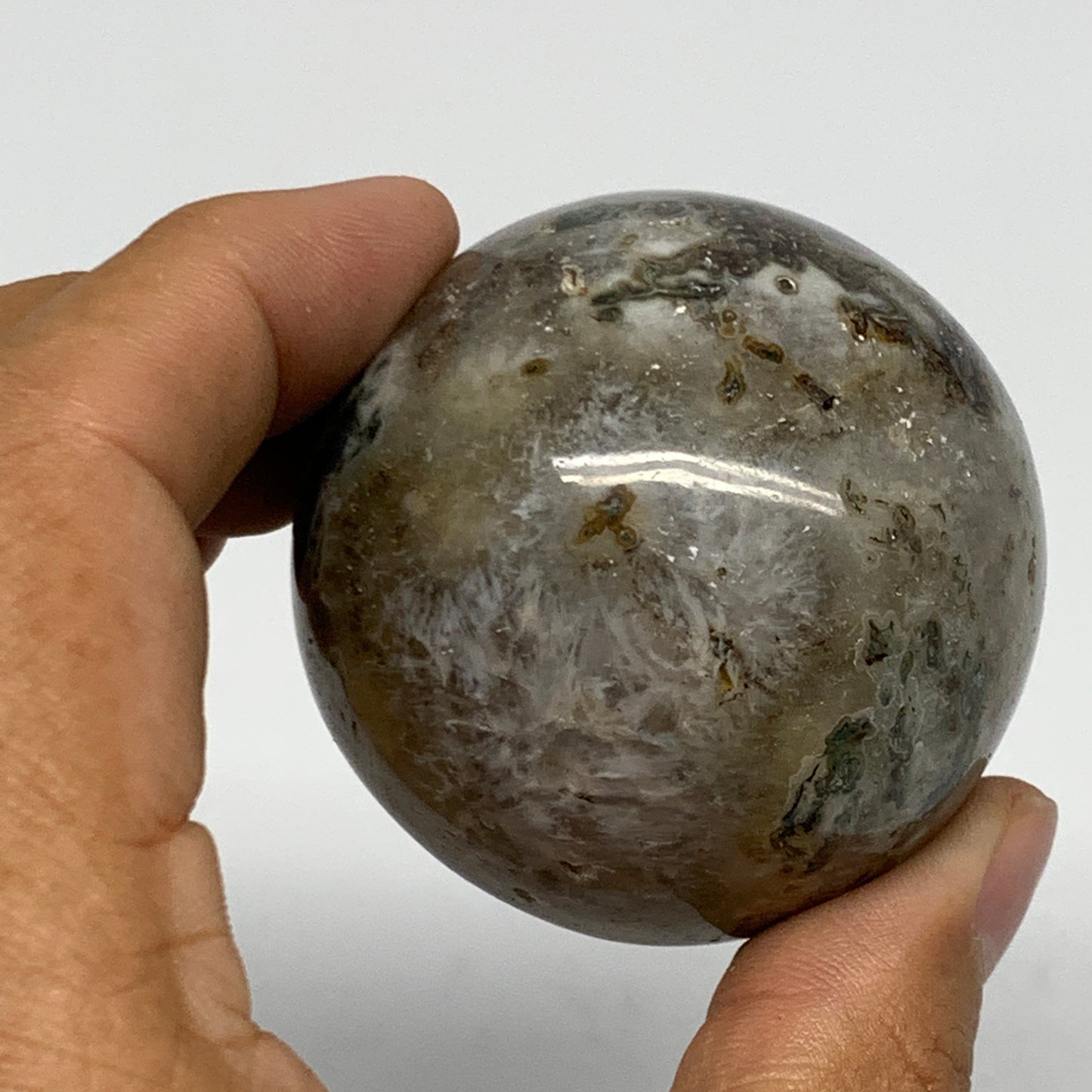 170.6g,2"(50mm), Natural Moss Agate Sphere Ball Gemstone @India,B22431