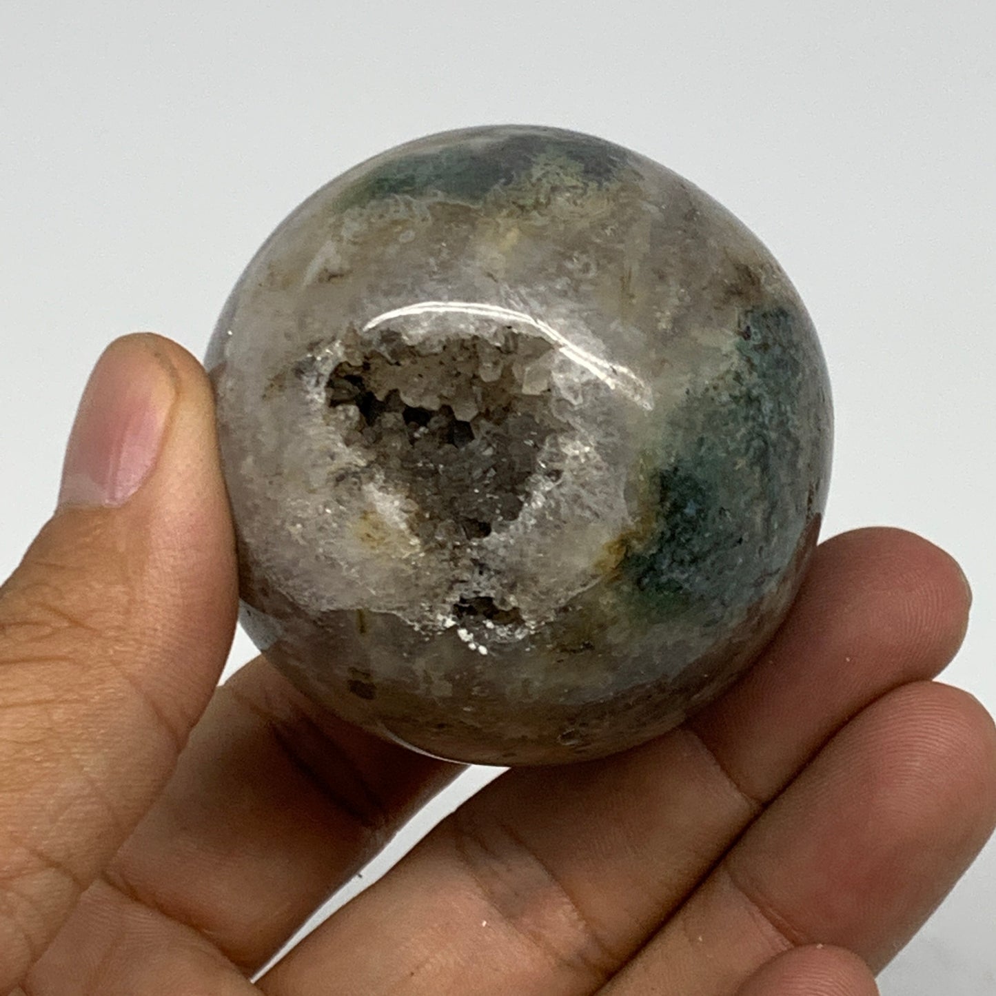 170.6g,2"(50mm), Natural Moss Agate Sphere Ball Gemstone @India,B22431