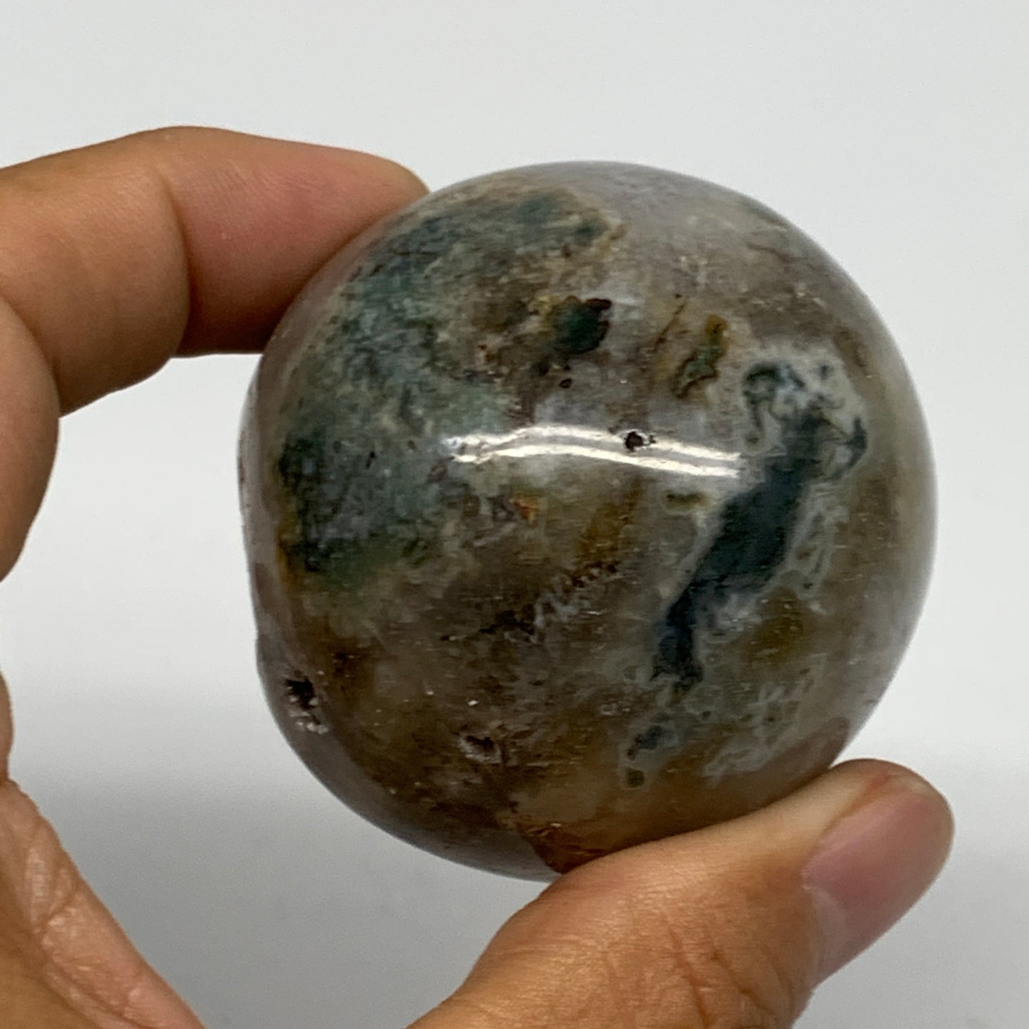 170.6g,2"(50mm), Natural Moss Agate Sphere Ball Gemstone @India,B22431