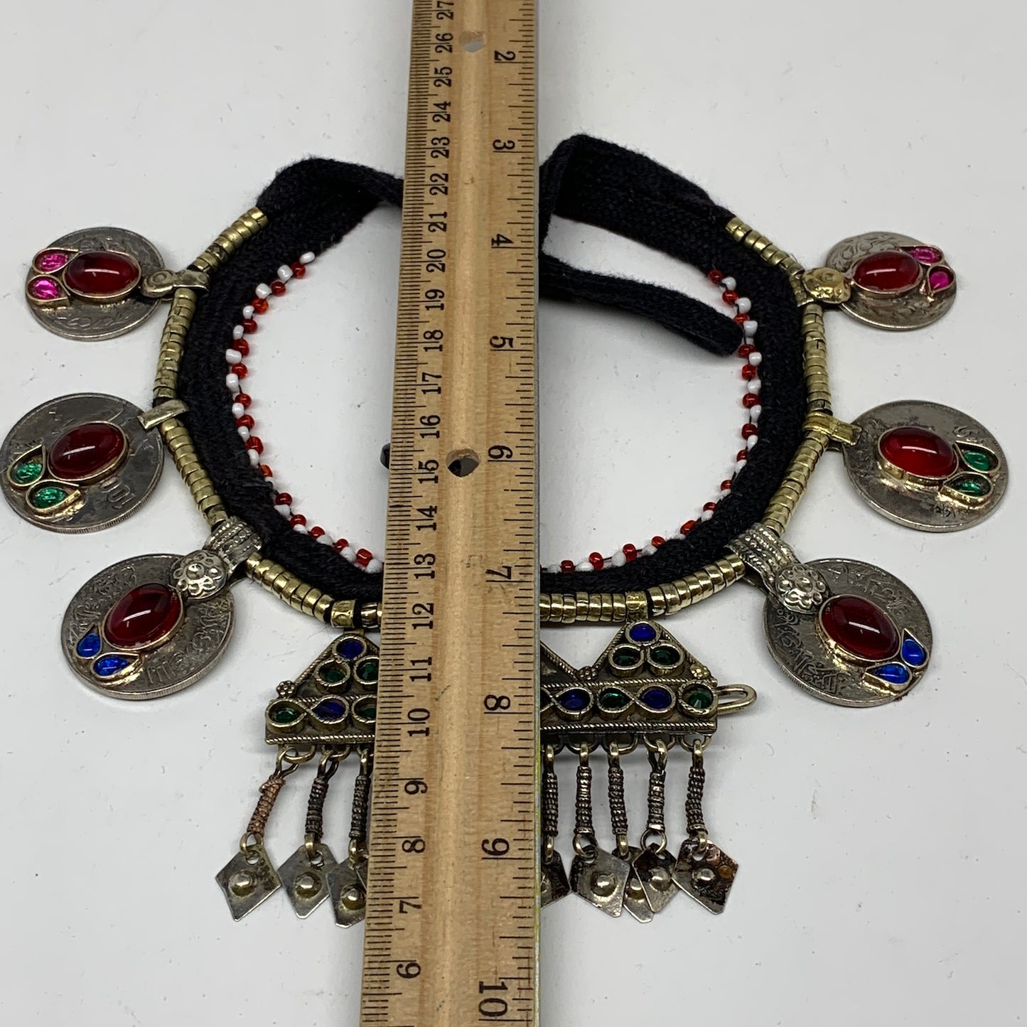 Kuchi Choker Necklace Afghan Ethnic Turkmen Tribal Red Carnelian, Coins Choker C