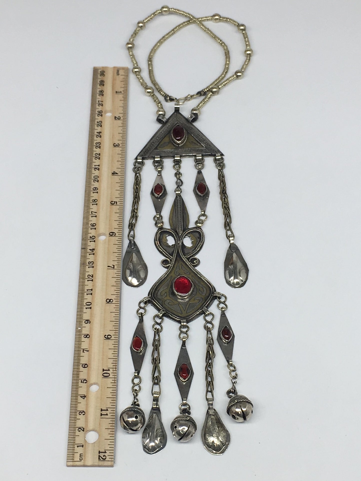 91.3g, 21" Turkmen Necklace Pendant Long Necktie Old Vintage Gold-Gilded,TN371