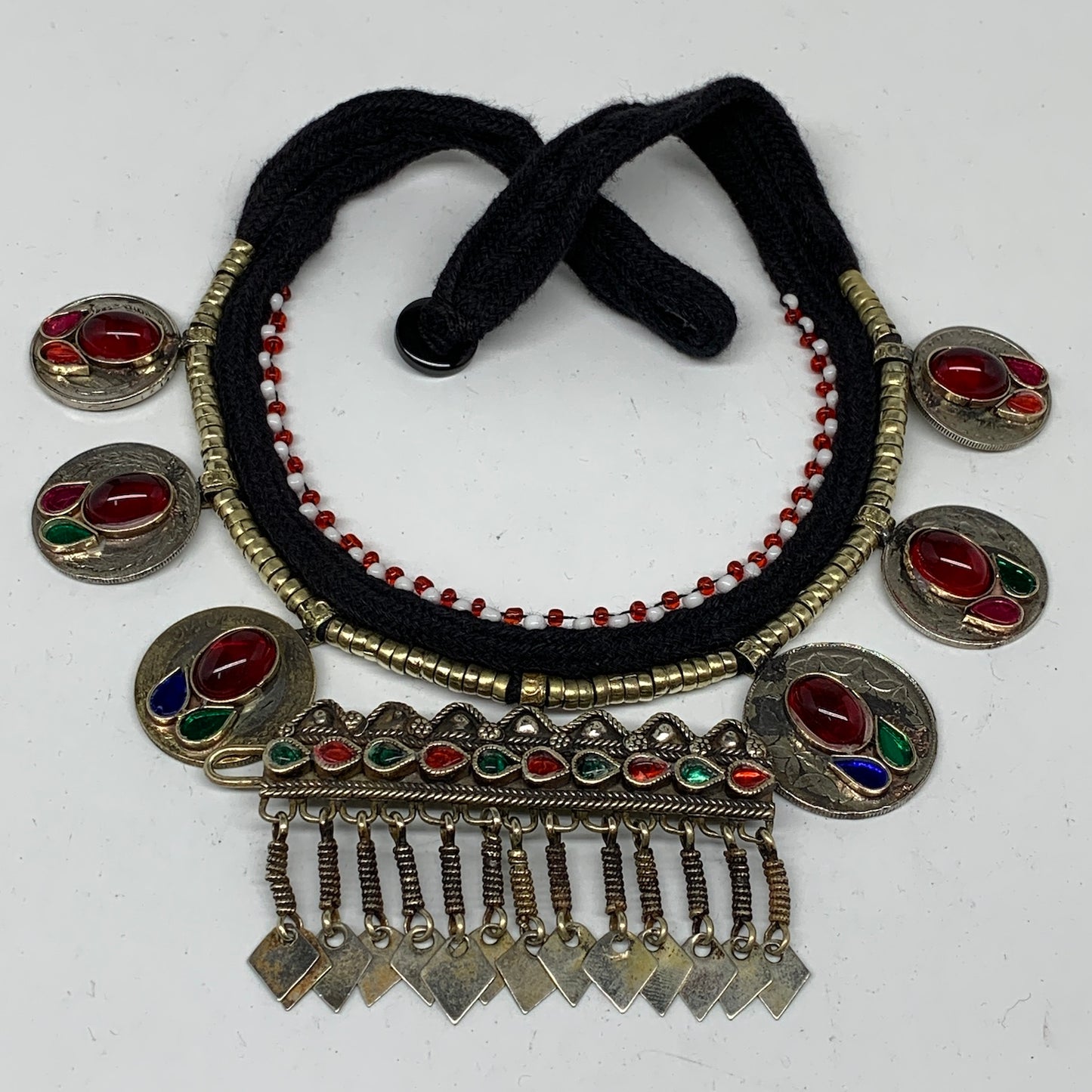 Kuchi Choker Necklace Afghan Ethnic Turkmen Tribal Red Carnelian, Coins Choker C