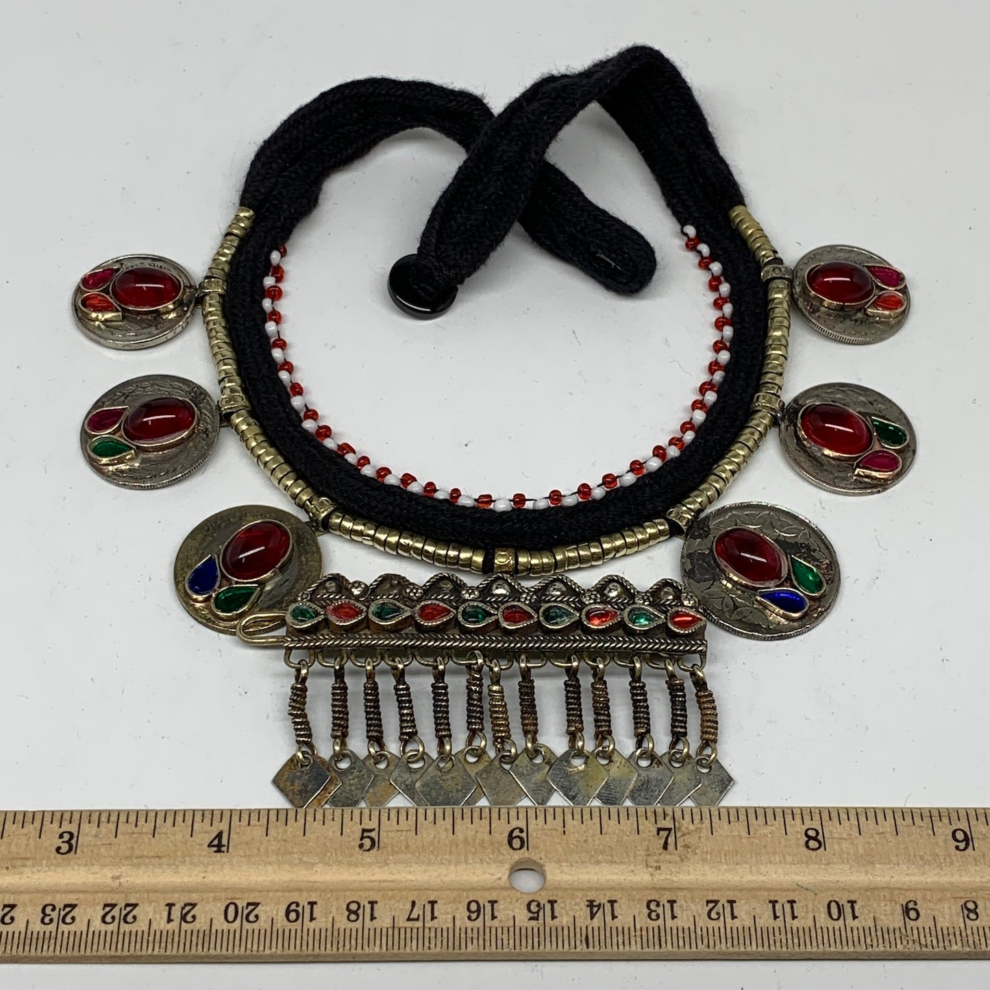 Kuchi Choker Necklace Afghan Ethnic Turkmen Tribal Red Carnelian, Coins Choker C