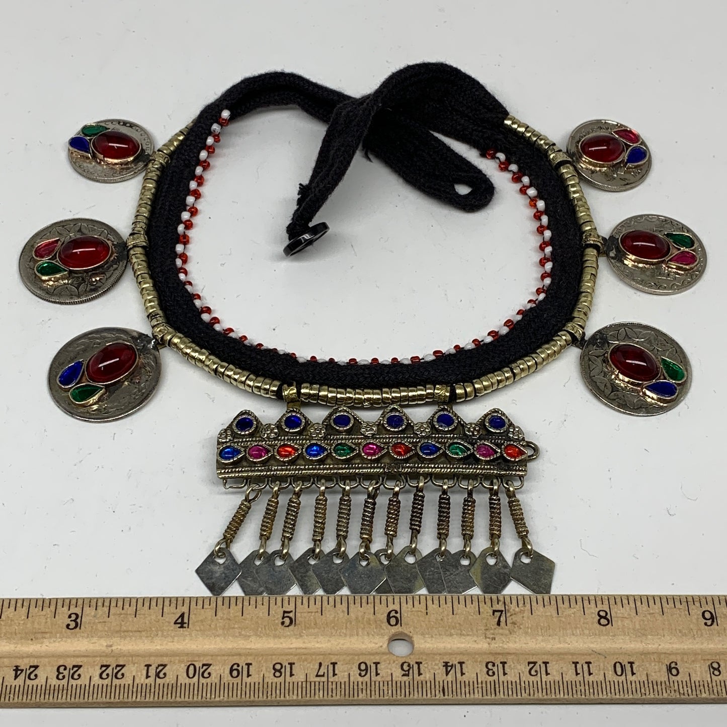 Kuchi Choker Necklace Afghan Ethnic Turkmen Tribal Red Carnelian, Coins Choker C