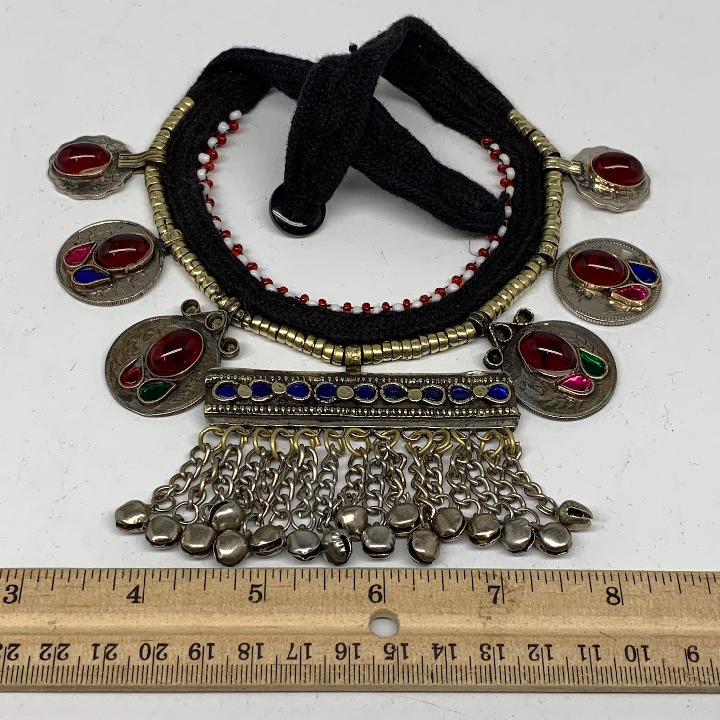 Kuchi Choker Necklace Afghan Ethnic Turkmen Tribal Red Carnelian, Coins Choker C