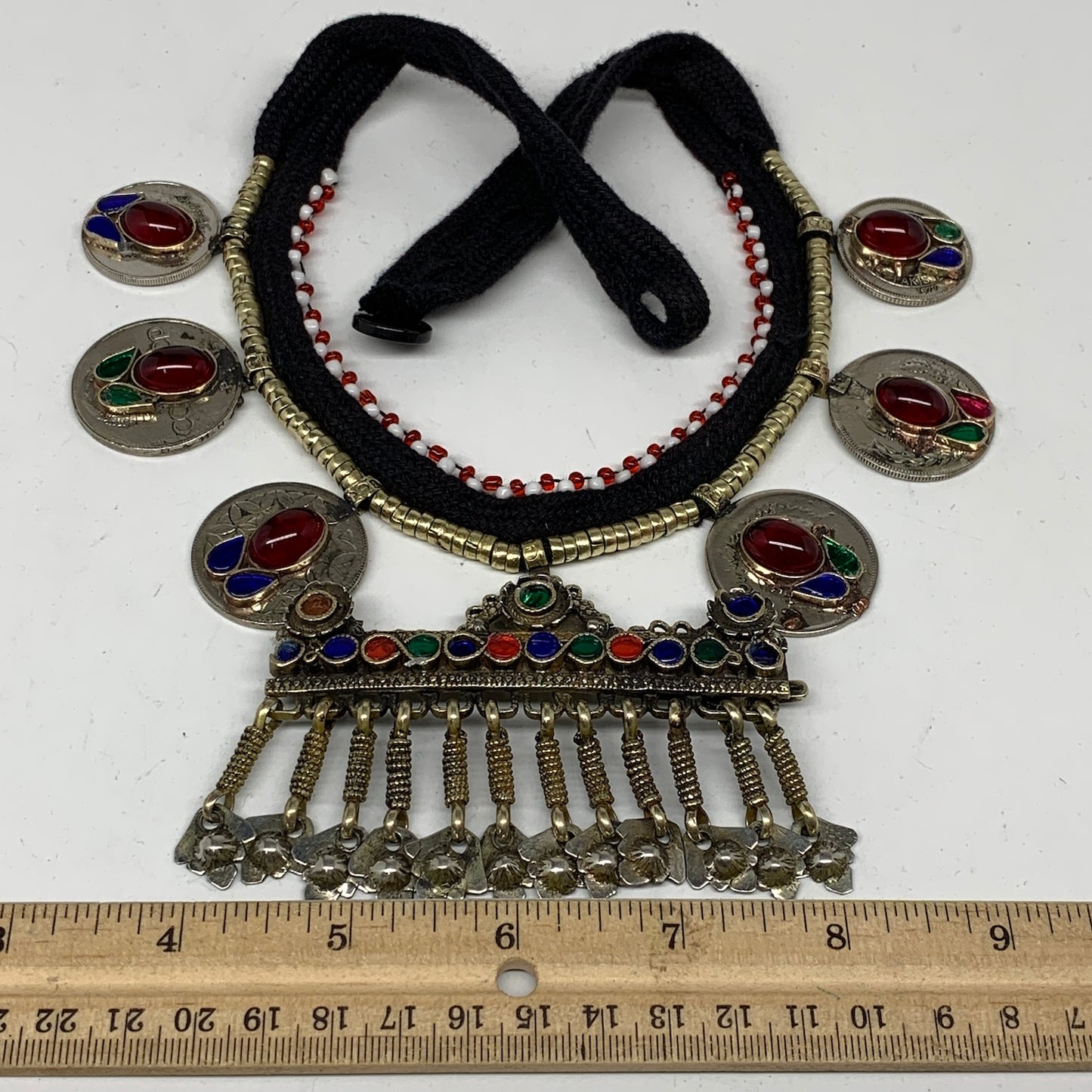 Kuchi Choker Necklace Afghan Ethnic Turkmen Tribal Red Carnelian, Coins Choker C