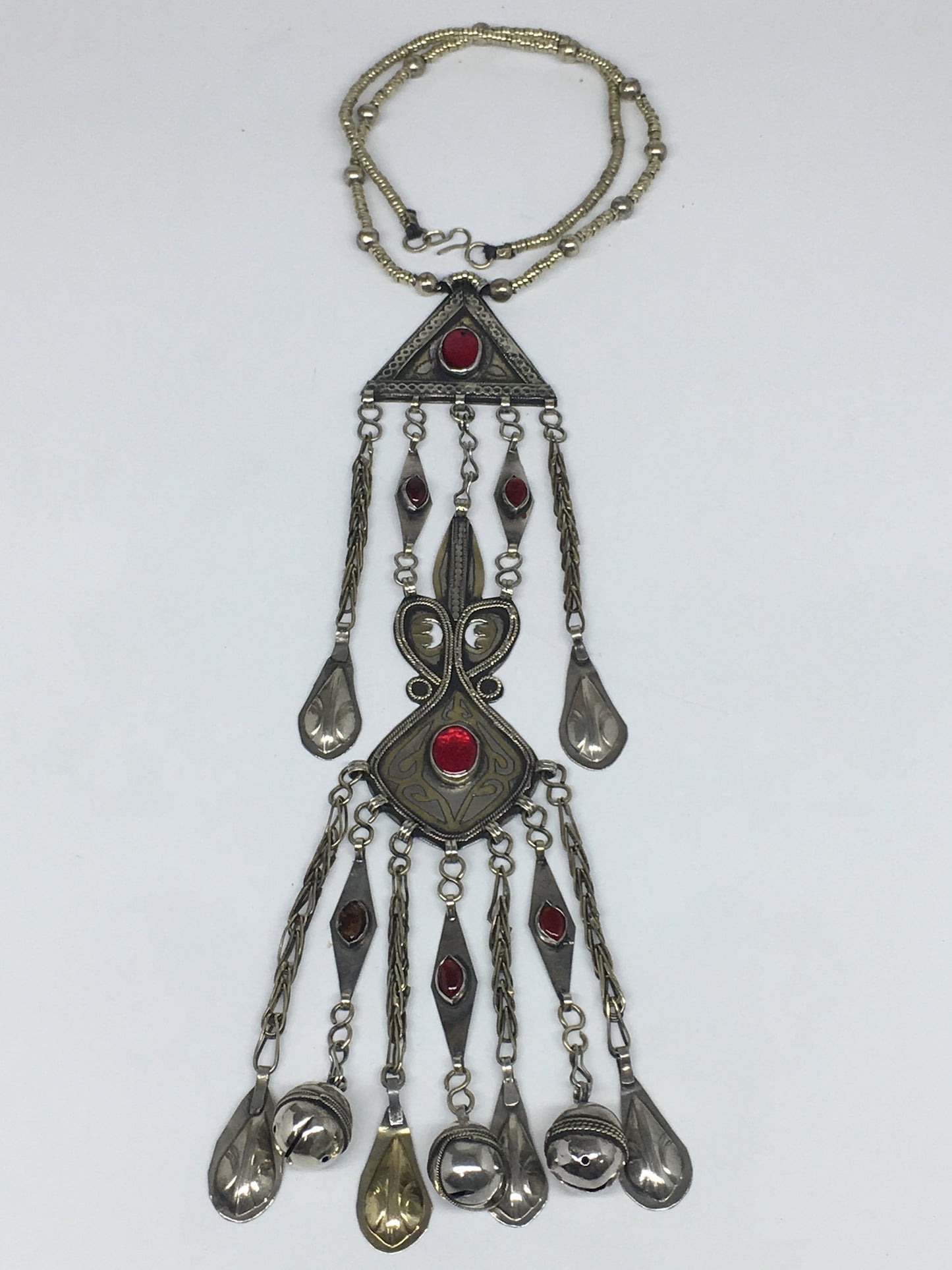 104g, 21" Turkmen Necklace Pendant Long Necktie Old Vintage Gold-Gilded,TN378