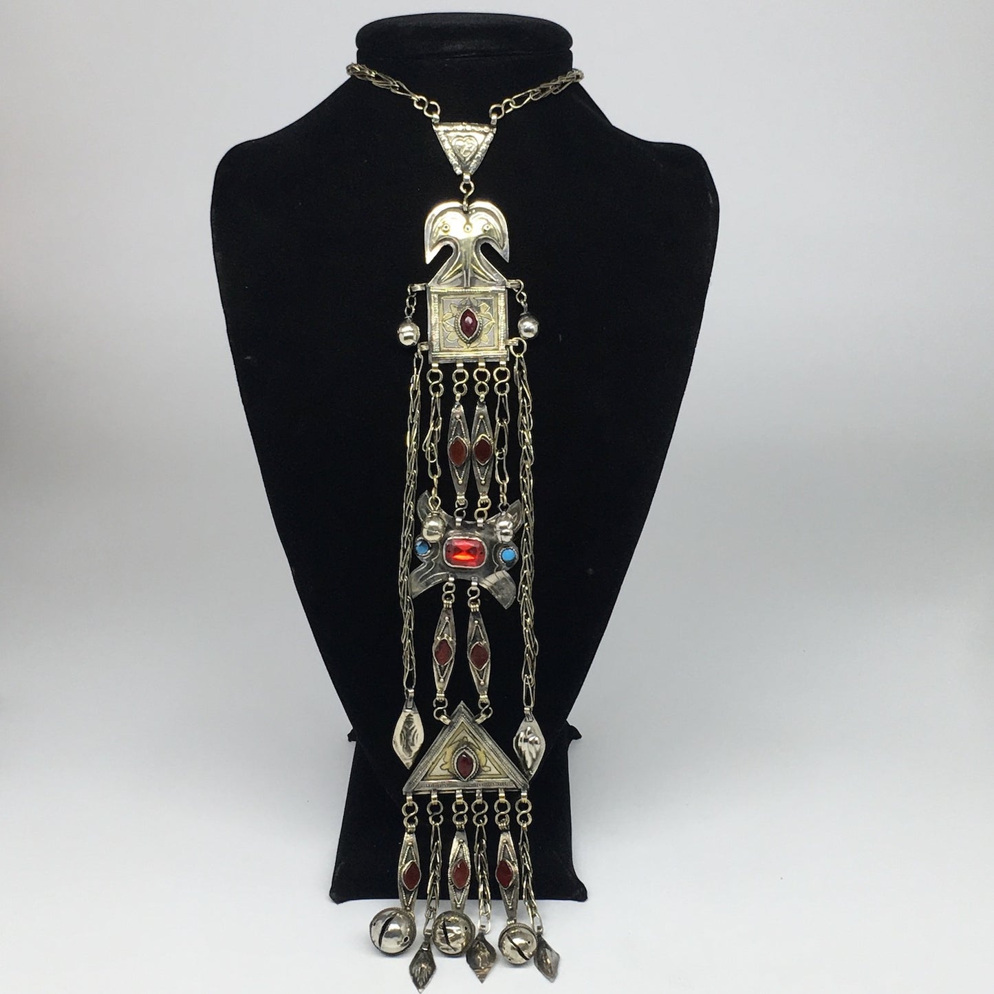 142g, 22" Turkmen Necklace Pendant Long Necktie Old Vintage Gold-Gilded,TN383