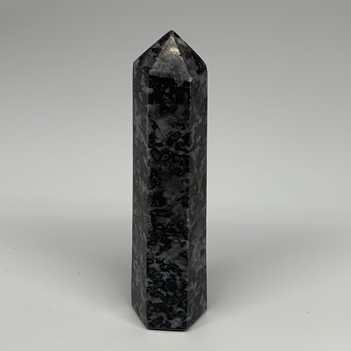 315.1g, 5.9" x 1.5" x 1.2" Indigo Gabro Merlinite Point Tower @Madagascar,B18370