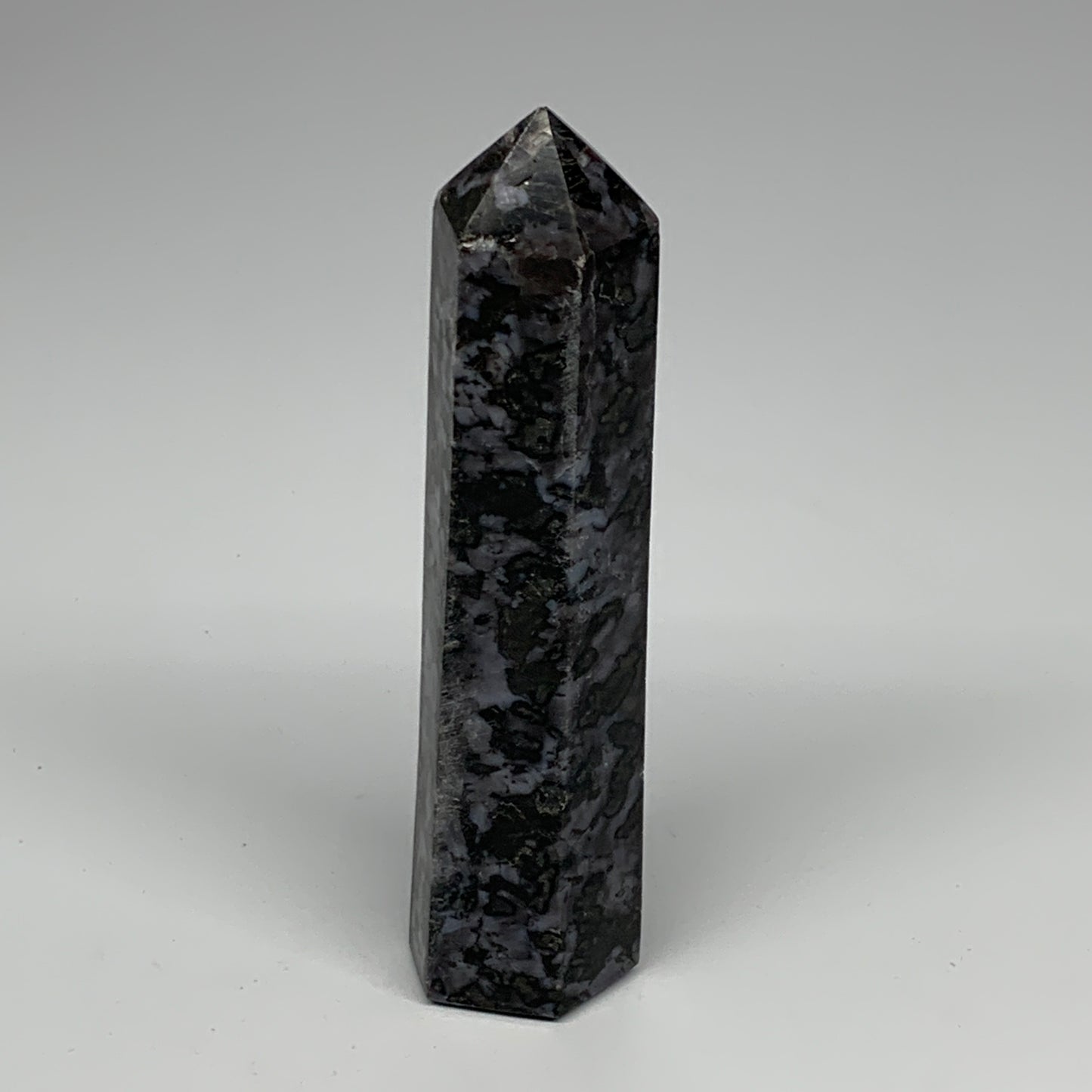 315.1g, 5.9" x 1.5" x 1.2" Indigo Gabro Merlinite Point Tower @Madagascar,B18370