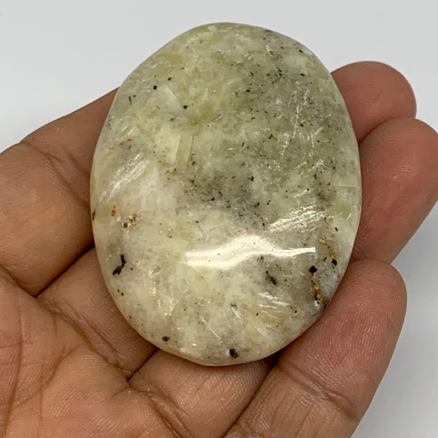 59.8g,2.1"x1.6"x0.7", Natural Yellow Calcite Palm-Stone Crystal Polished Reiki,