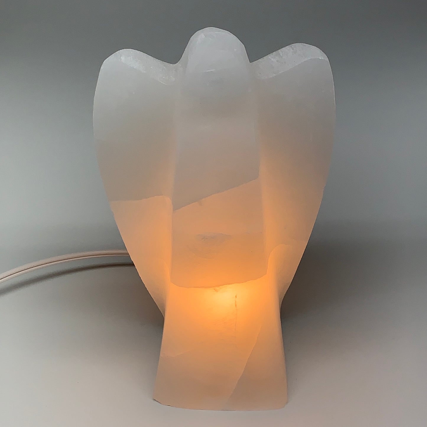 1350g, 7.25"x4.3"x2.6" White Selenite (Satin Spar) Angel Lamps @Morocco,B9452