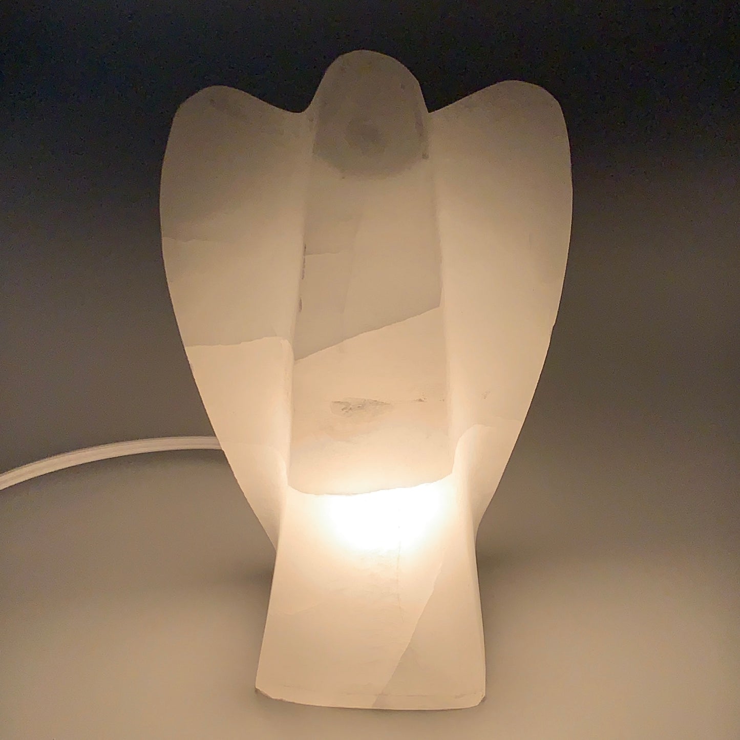 1350g, 7.25"x4.3"x2.6" White Selenite (Satin Spar) Angel Lamps @Morocco,B9452