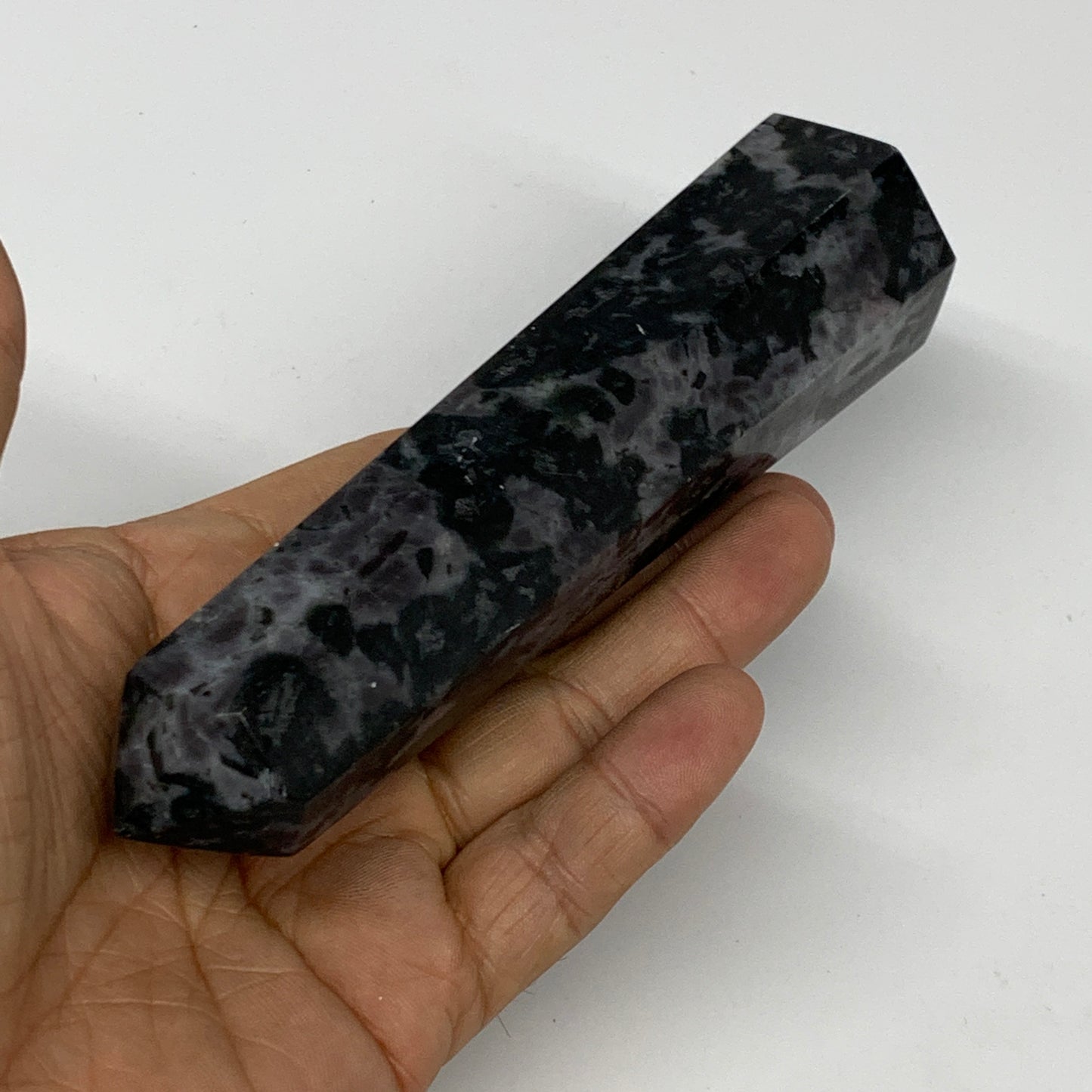 263.7g, 5.8" x 1.5" x 1.4" Indigo Gabro Merlinite Point Tower @Madagascar,B18374